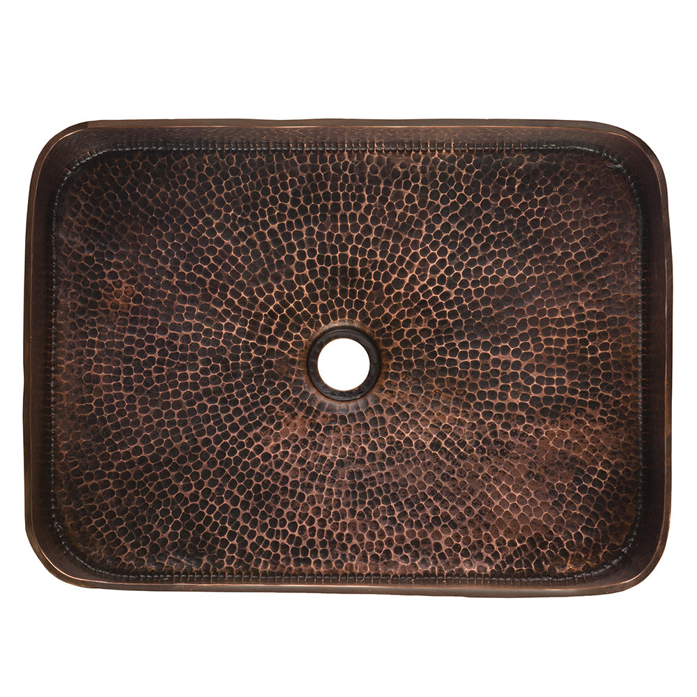 Alternate Image for Premier Copper Products 19" Rectangle Tub Hand Forged Old World Copper Vessel Bathroom Sink, Matching Drain and Accessories, Oil Rubbed Bronze, BSP5_PVTREC19DB-P