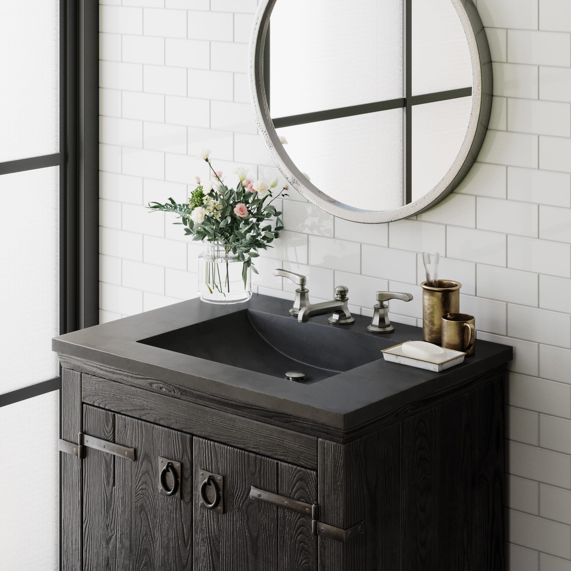 Native Trails 30" Palomar ADA Vanity Top with Integral Sink in Charcoal, 8" Widespread Cutout, NSVNT30-C