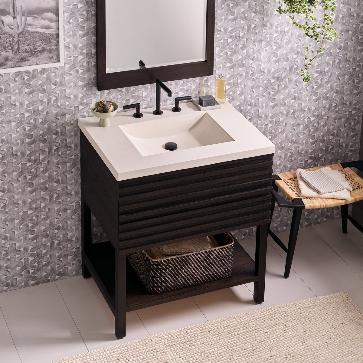 Native Trails 24" Palomar ADA NativeStone Vanity Top and Sink in Pearl, 8" Widespread Faucet Holes, NSVNT24-P