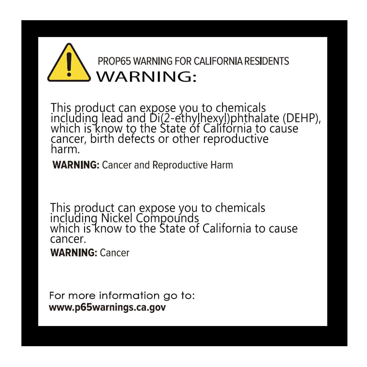 Prop 65 warning label image