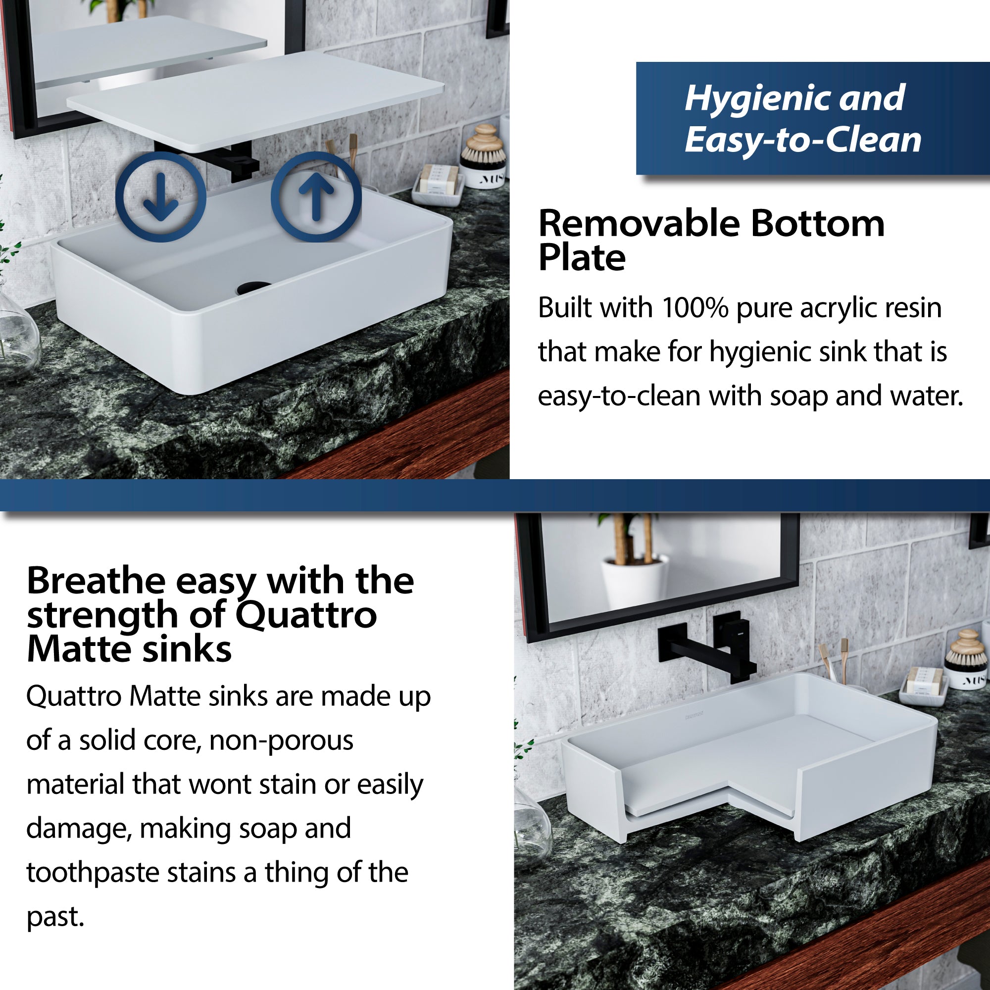 Alternate Image for Karran Quattro 13.75" x 21.25" Rectangular Vessel Acrylic Solid Surface ADA Bathroom Sink, White, QM177WH