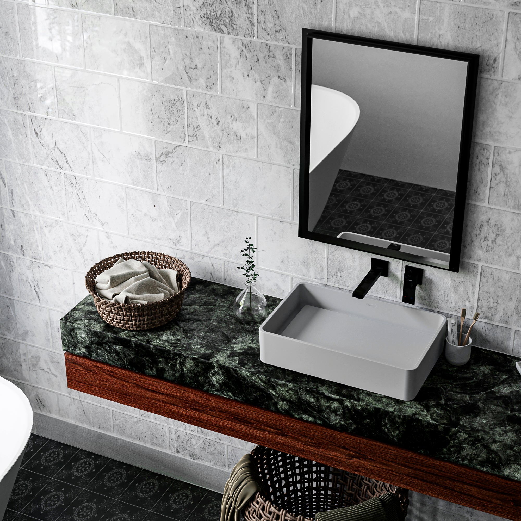 Alternate Image for Karran Quattro 13.75" x 21.25" Rectangular Vessel Acrylic Solid Surface ADA Bathroom Sink, White, QM177WH