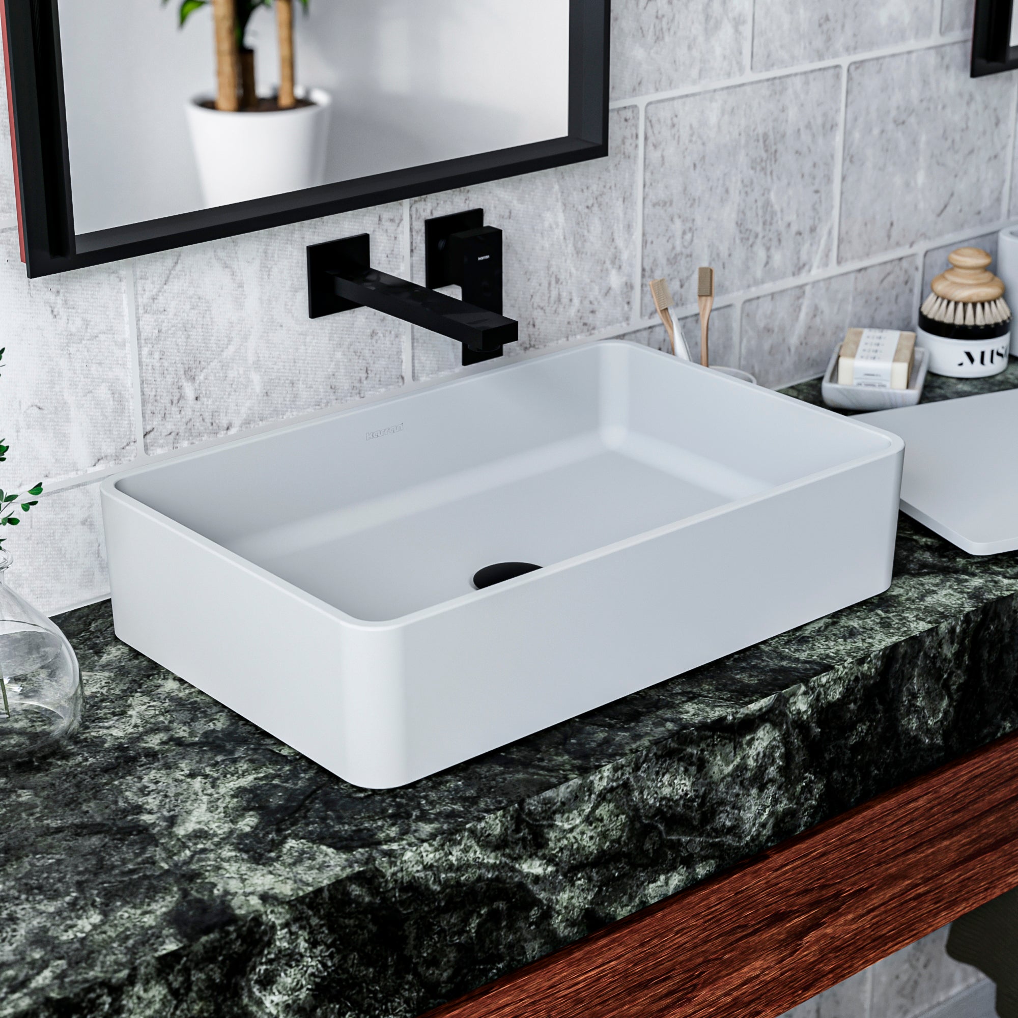 Alternate Image for Karran Quattro 13.75" x 21.25" Rectangular Vessel Acrylic Solid Surface ADA Bathroom Sink, White, QM177WH