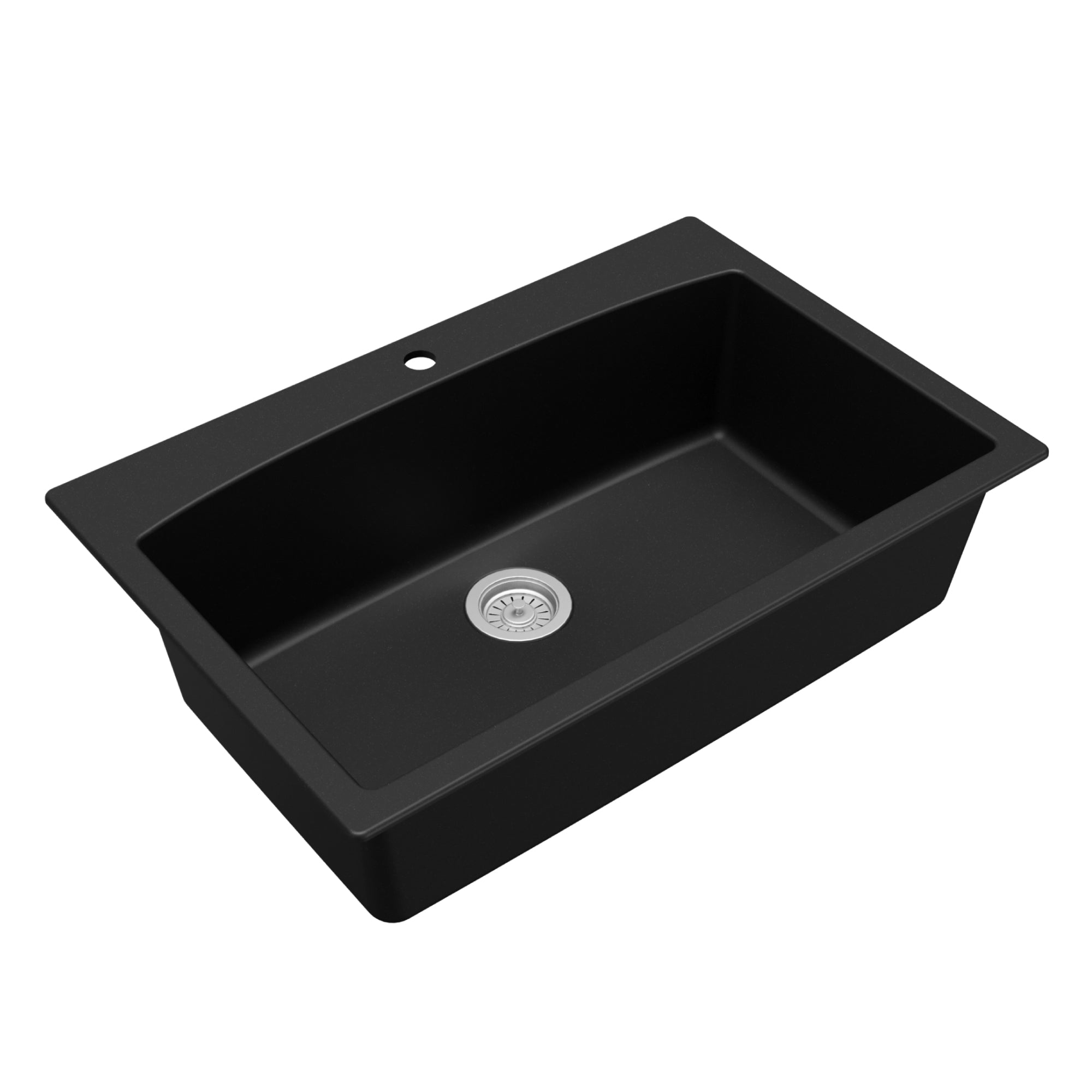 Alternate Image for Karran 33" Drop In/Topmount Quartz Composite Kitchen Sink, Black, QT-712-BL