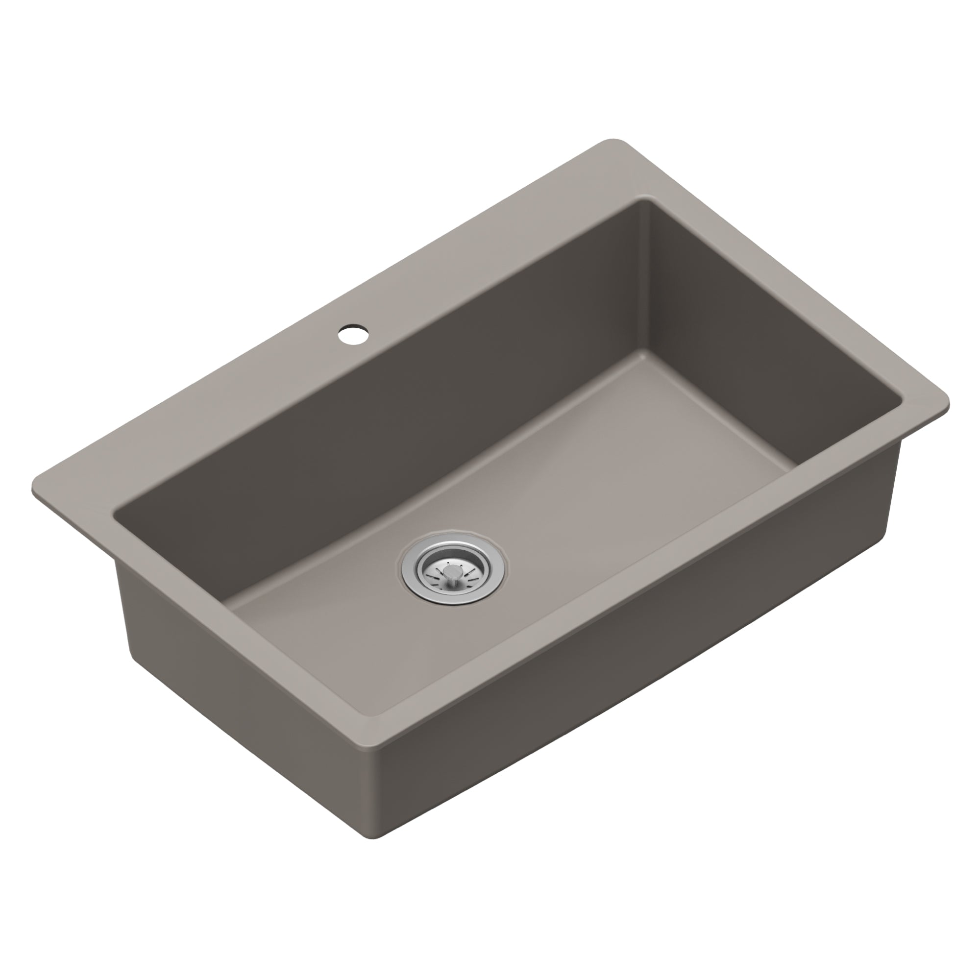 Alternate Image for Karran 33" Drop In/Topmount Quartz Composite Kitchen Sink, Concrete, QT-812-CN