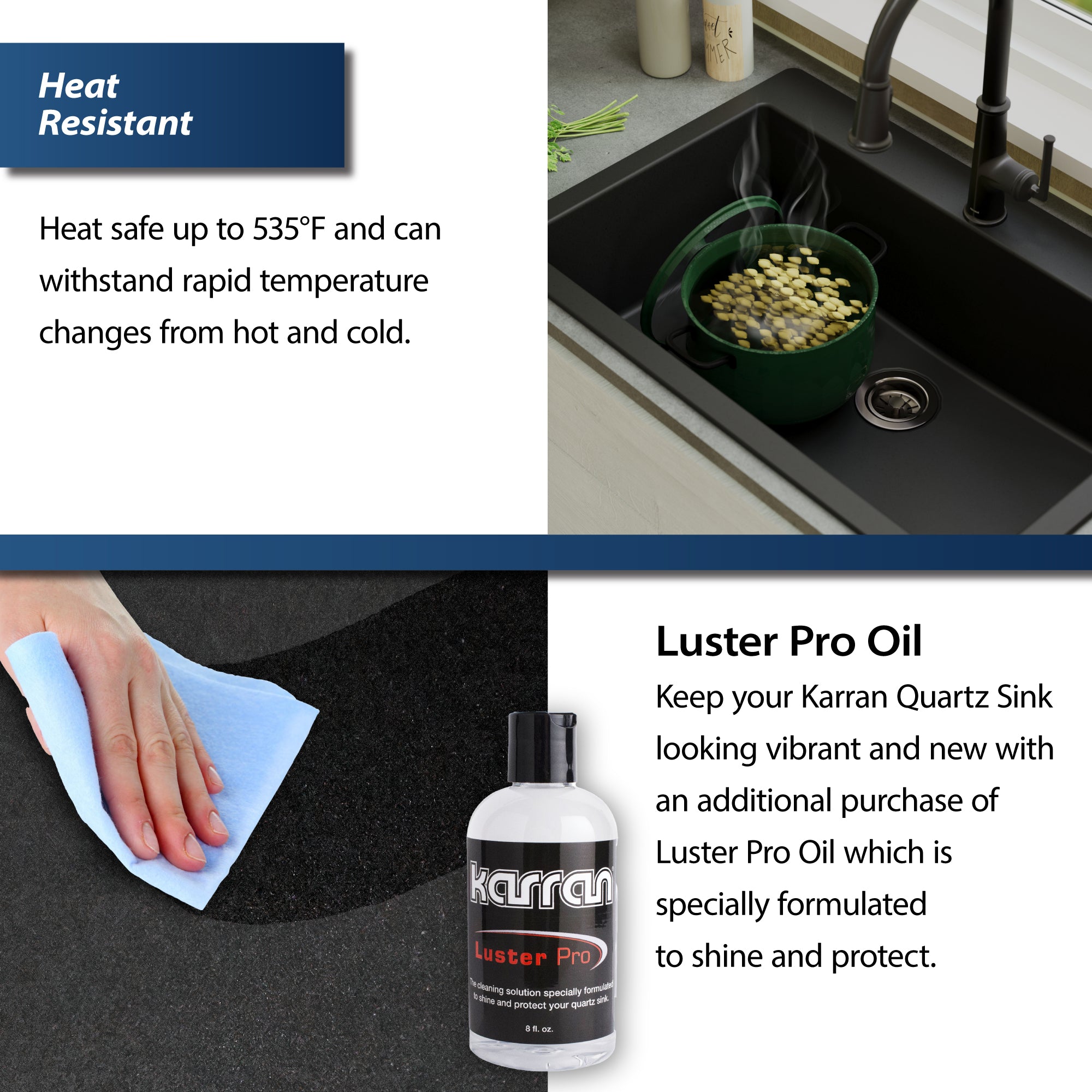 Alternate Image for Karran 25" Drop In/Topmount Quartz Composite Kitchen Sink, Black, QT-820-BL