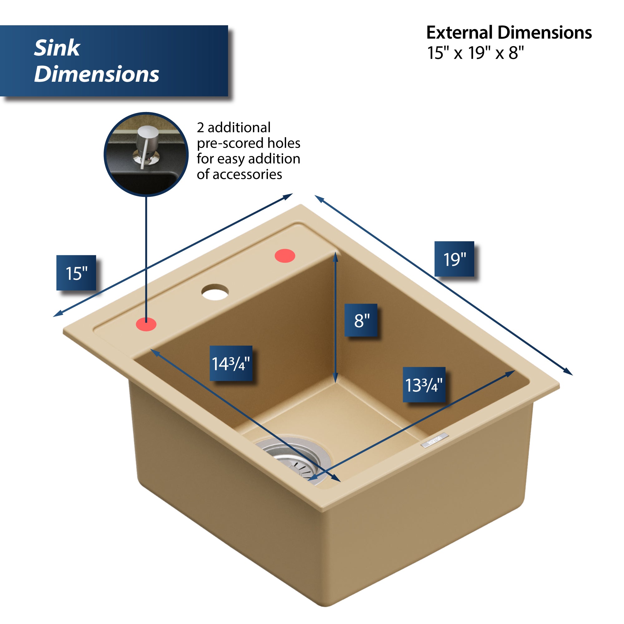 Alternate Image for Karran 16" Drop In/Topmount Quartz Composite Kitchen Sink, Bisque, QT-825-BI