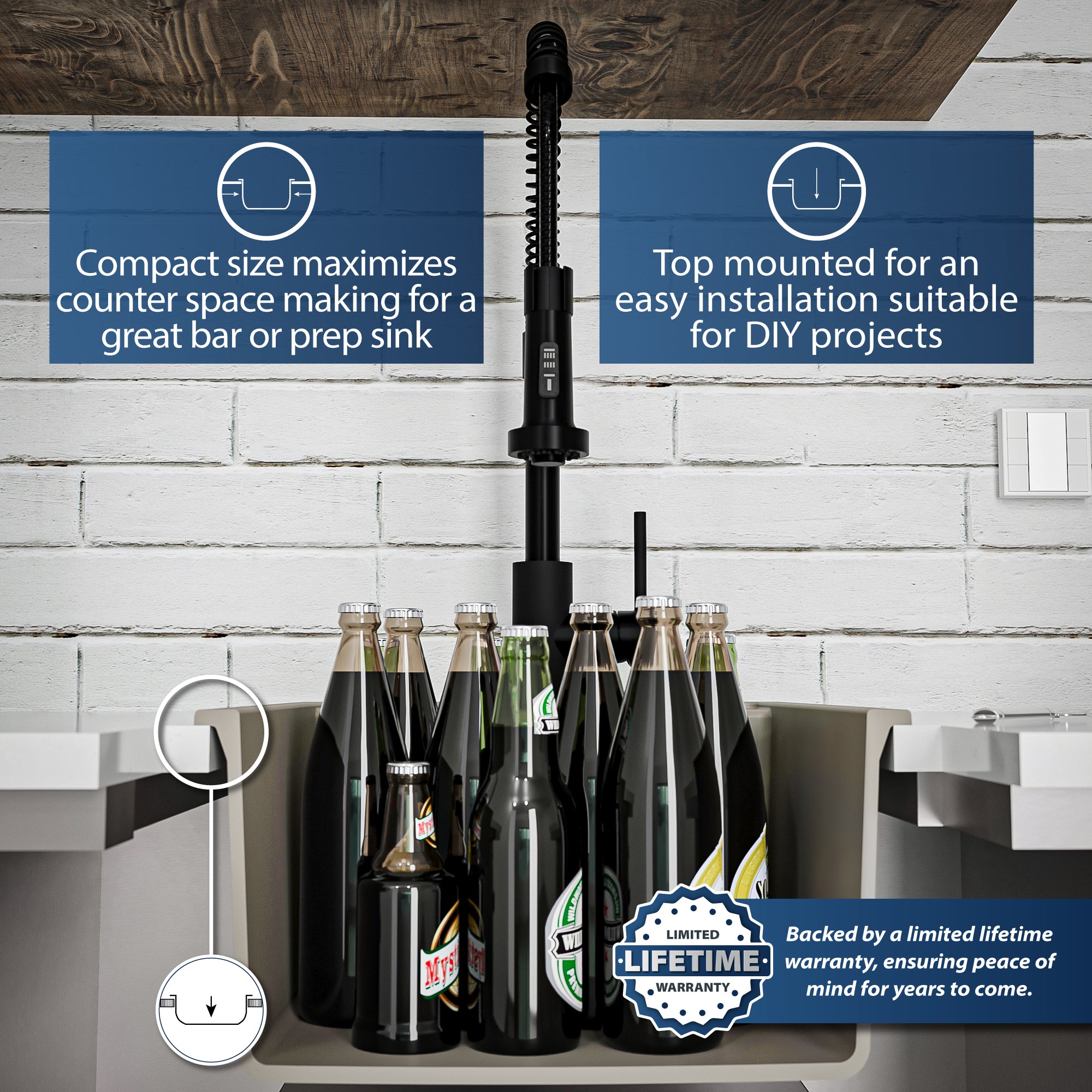 Alternate Image for Karran 16" Drop In/Topmount Quartz Composite Kitchen Sink, Concrete, QT-825-CN