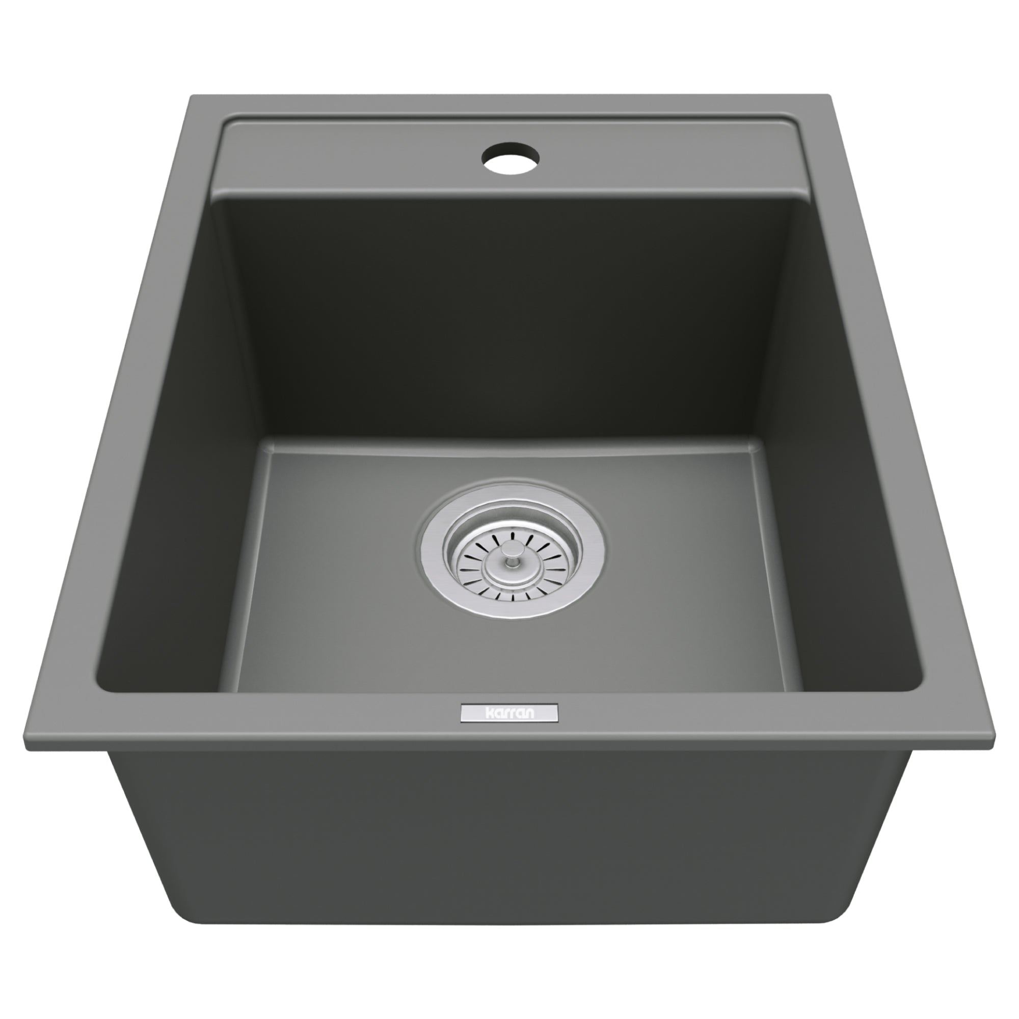 Karran 16" Drop In/Topmount Quartz Composite Kitchen Sink, Grey, QT-825-GR