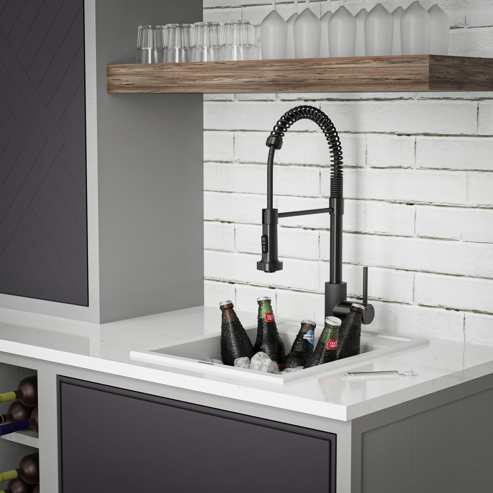 Alternate Image for Karran 16" Drop In/Topmount Quartz Composite Kitchen Sink, White, QT-825-WH