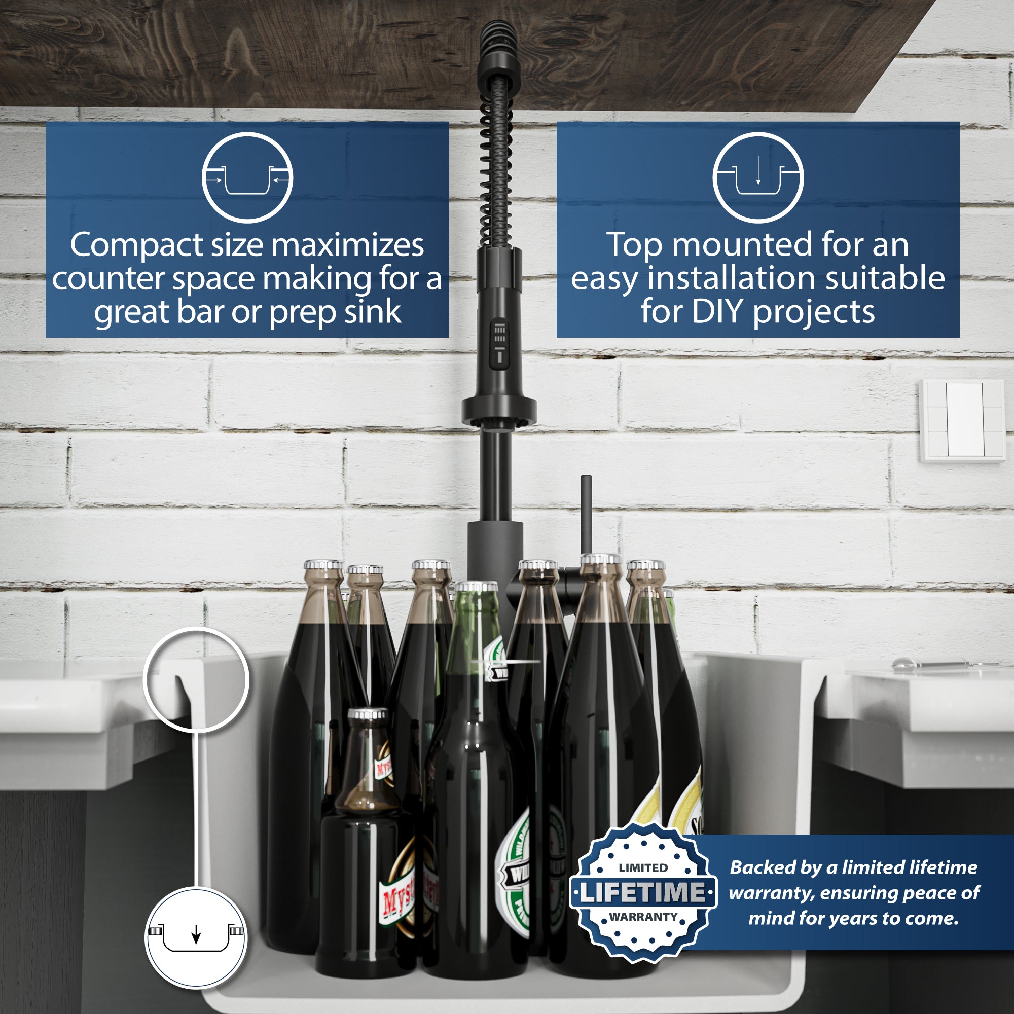 Alternate Image for Karran 16" Drop In/Topmount Quartz Composite Kitchen Sink, White, QT-825-WH