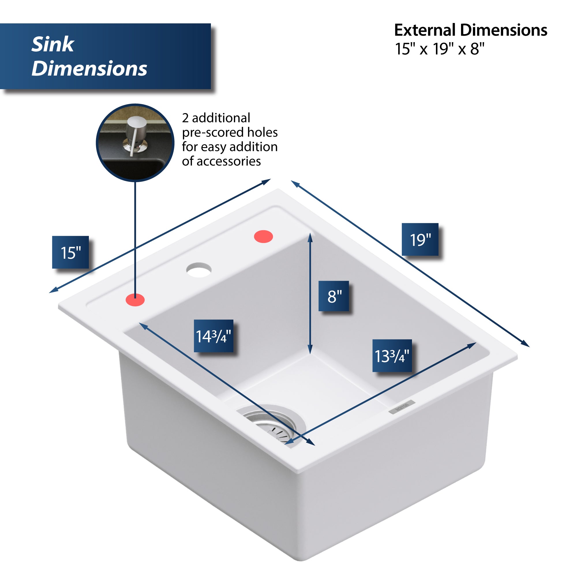 Alternate Image for Karran 16" Drop In/Topmount Quartz Composite Kitchen Sink, White, QT-825-WH