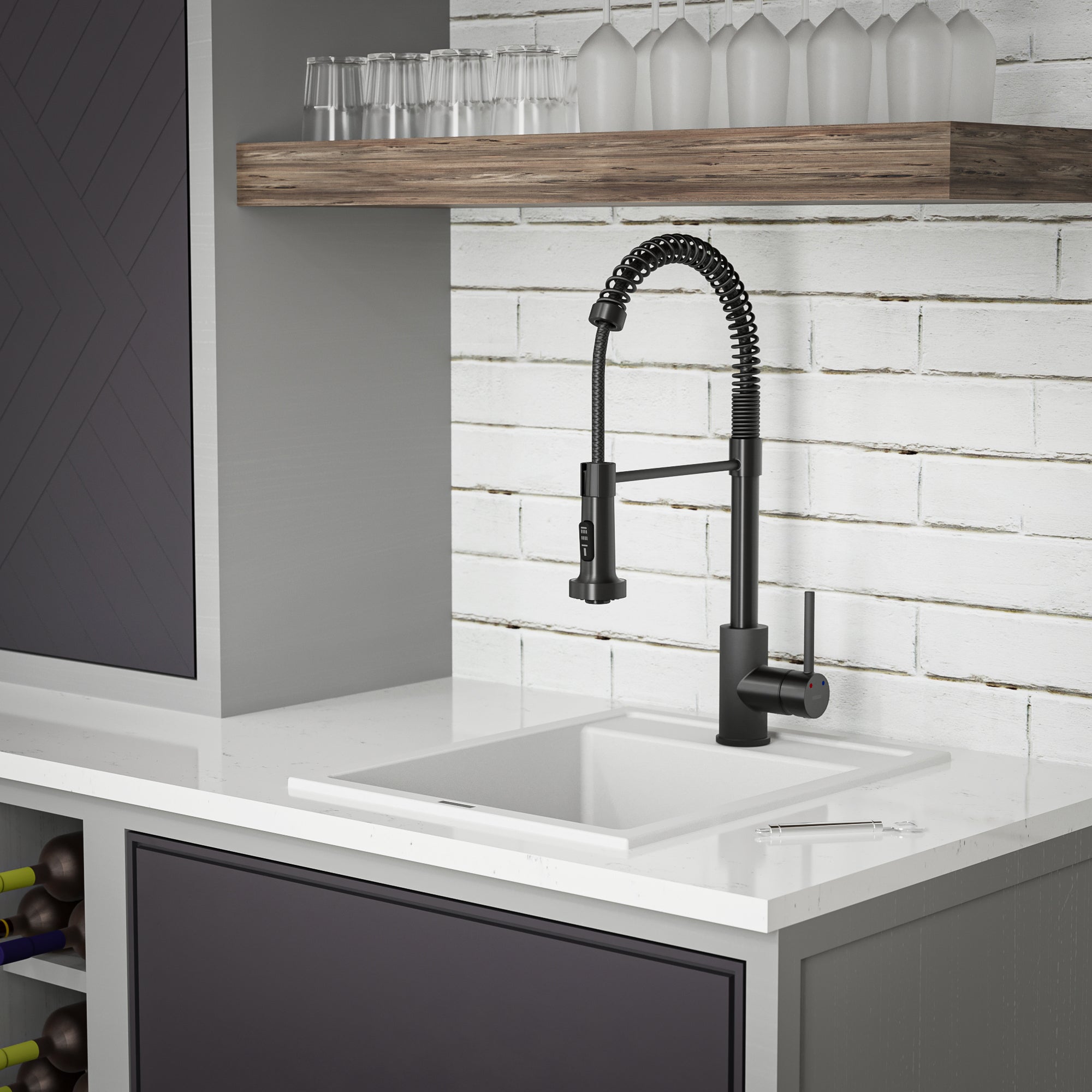 Alternate Image for Karran 16" Drop In/Topmount Quartz Composite Kitchen Sink, White, QT-825-WH