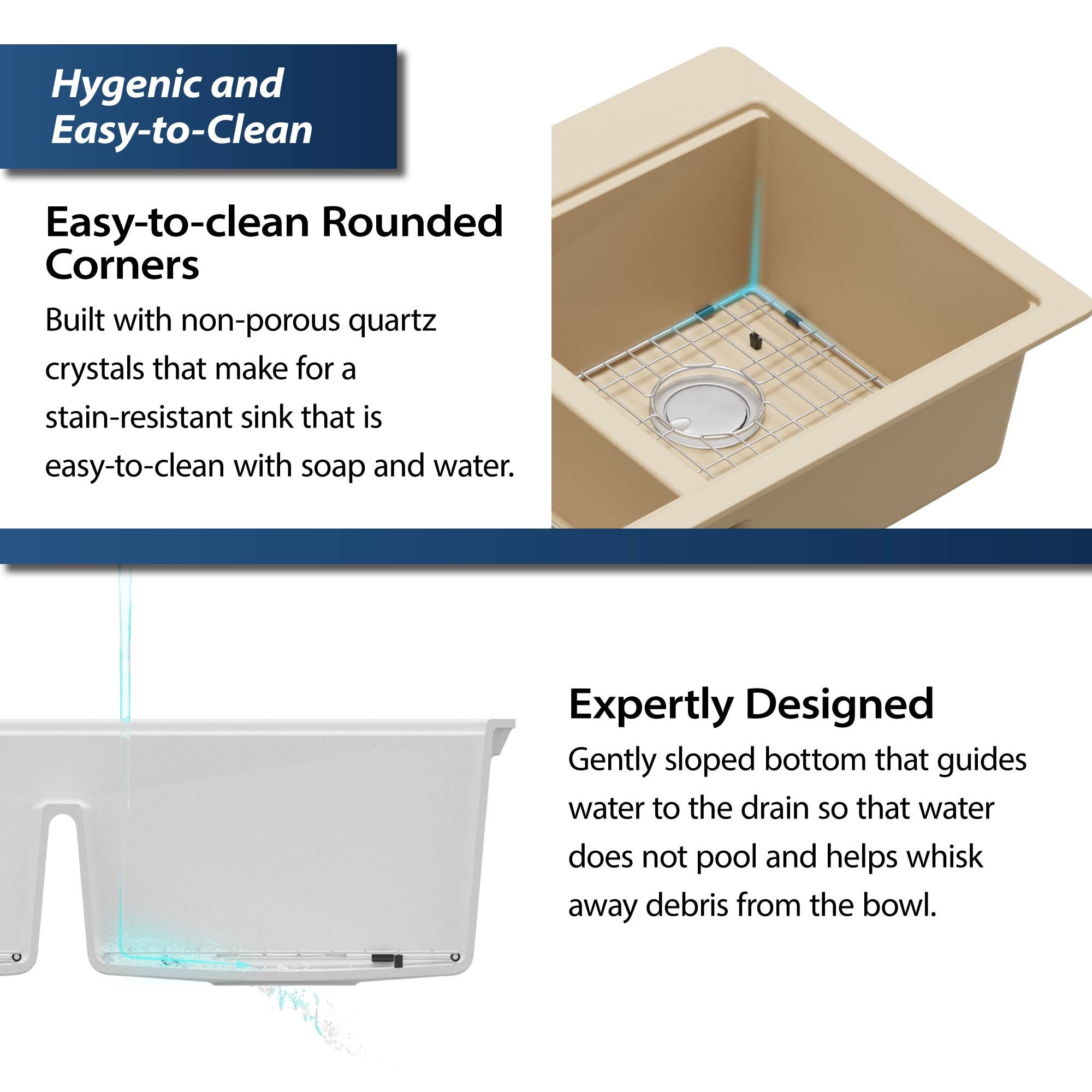 Alternate Image for Karran 33" Drop In/Topmount Quartz Composite Kitchen Sink, 50/50 Double Bowl, Bisque, QTWS-880-BI