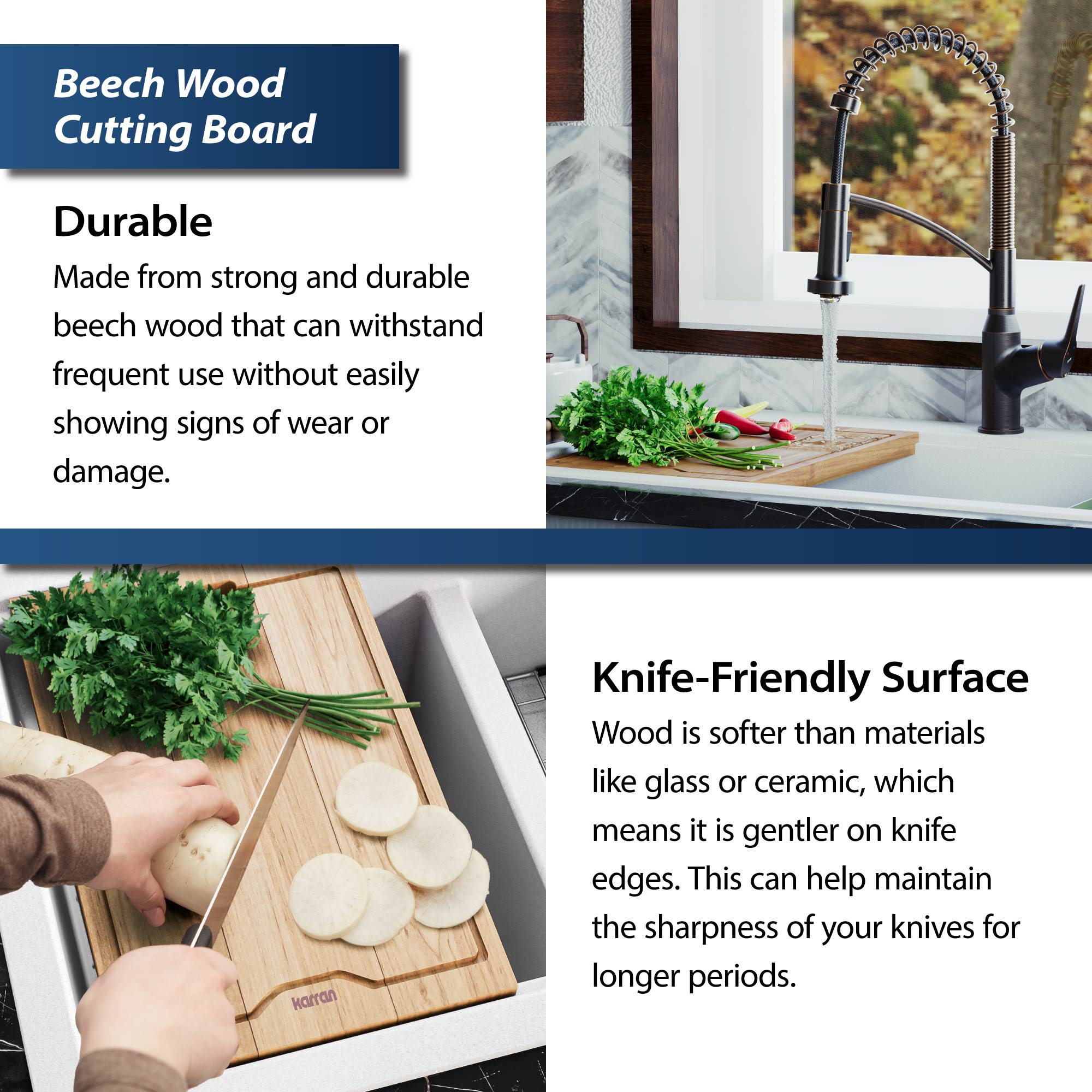 Alternate Image for Karran 33" Drop In/Topmount Quartz Composite Kitchen Sink, 50/50 Double Bowl, Bisque, QTWS-880-BI