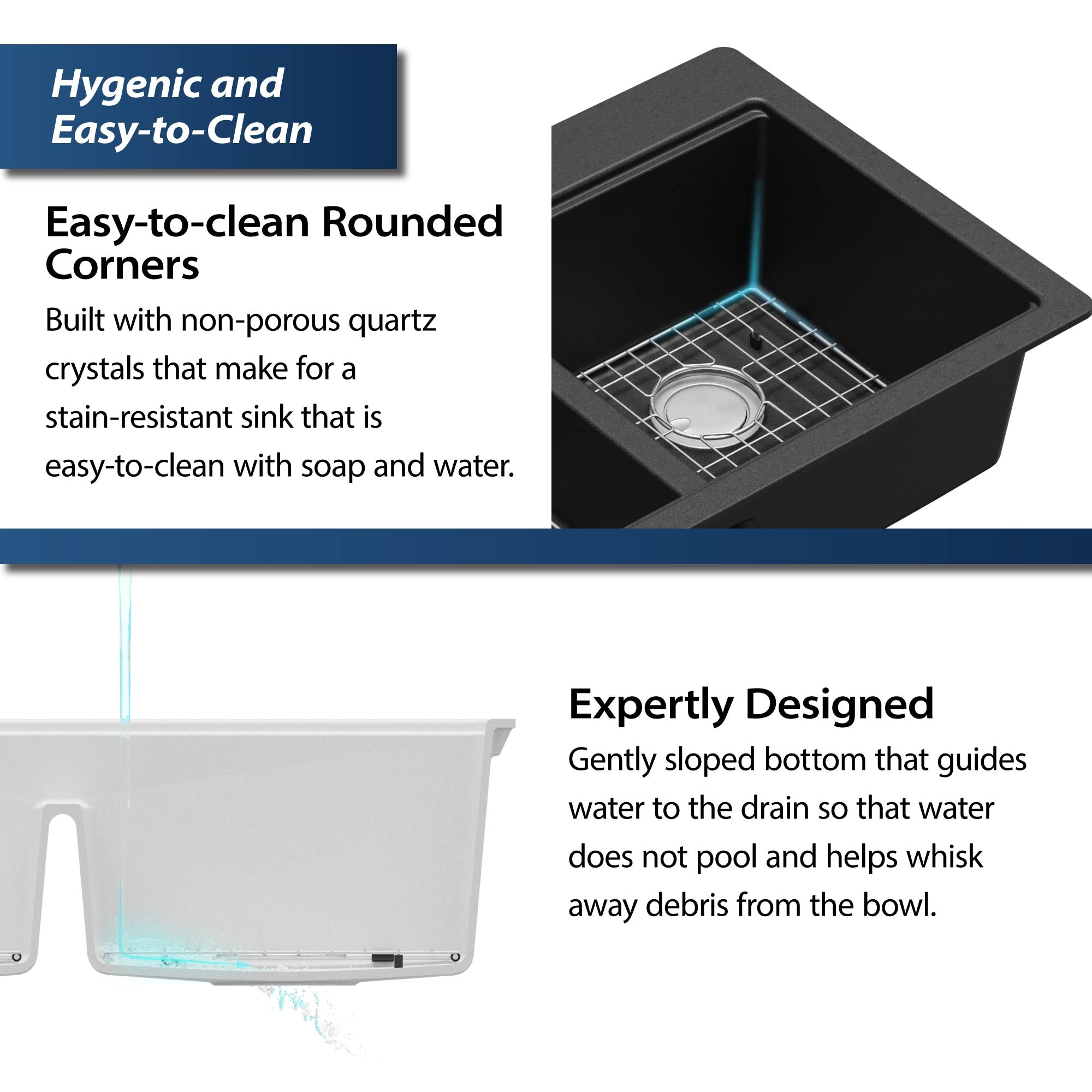 Alternate Image for Karran 33" Drop In/Topmount Quartz Composite Kitchen Sink, 50/50 Double Bowl, Black, QTWS-880-BL