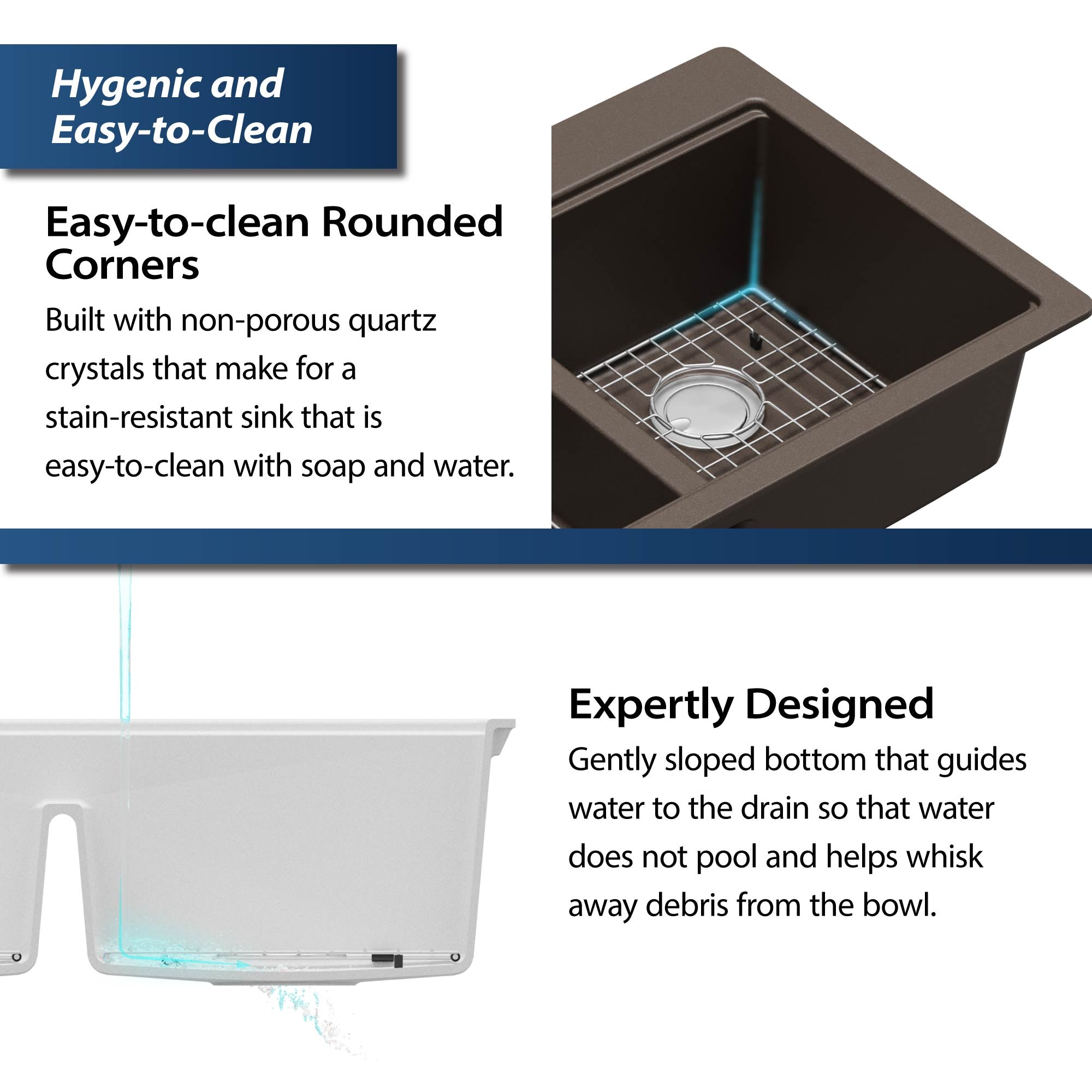 Alternate Image for Karran 33" Drop In/Topmount Quartz Composite Kitchen Sink, 50/50 Double Bowl, Brown, QTWS-880-BR