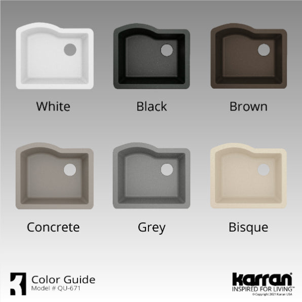 Alternate Image for Karran 24" Undermount Quartz Composite Kitchen Sink, Grey, QU-671-GR-PK1