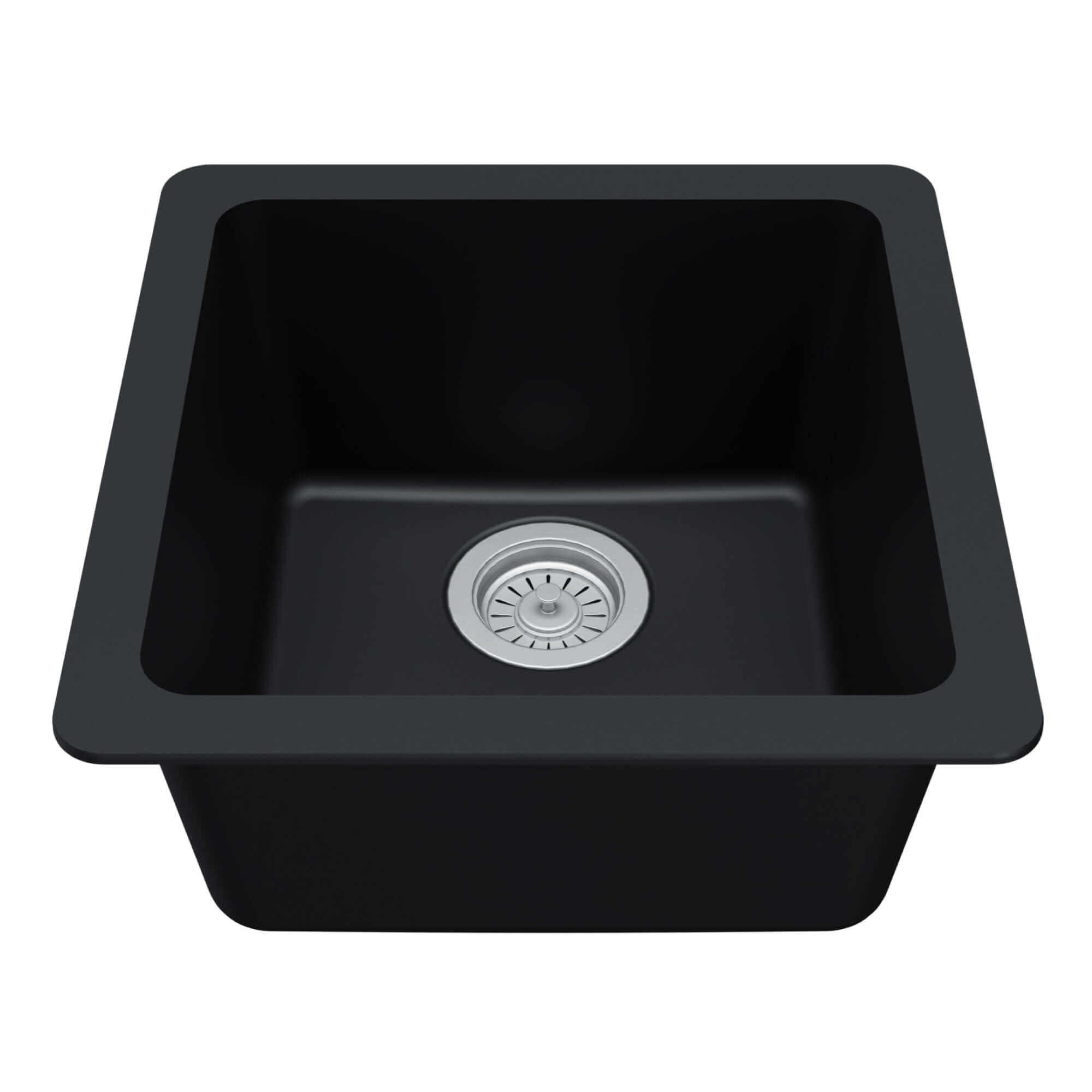 Alternate Image for Karran 17" Undermount Quartz Composite Kitchen Sink, Black, QU-690-BL