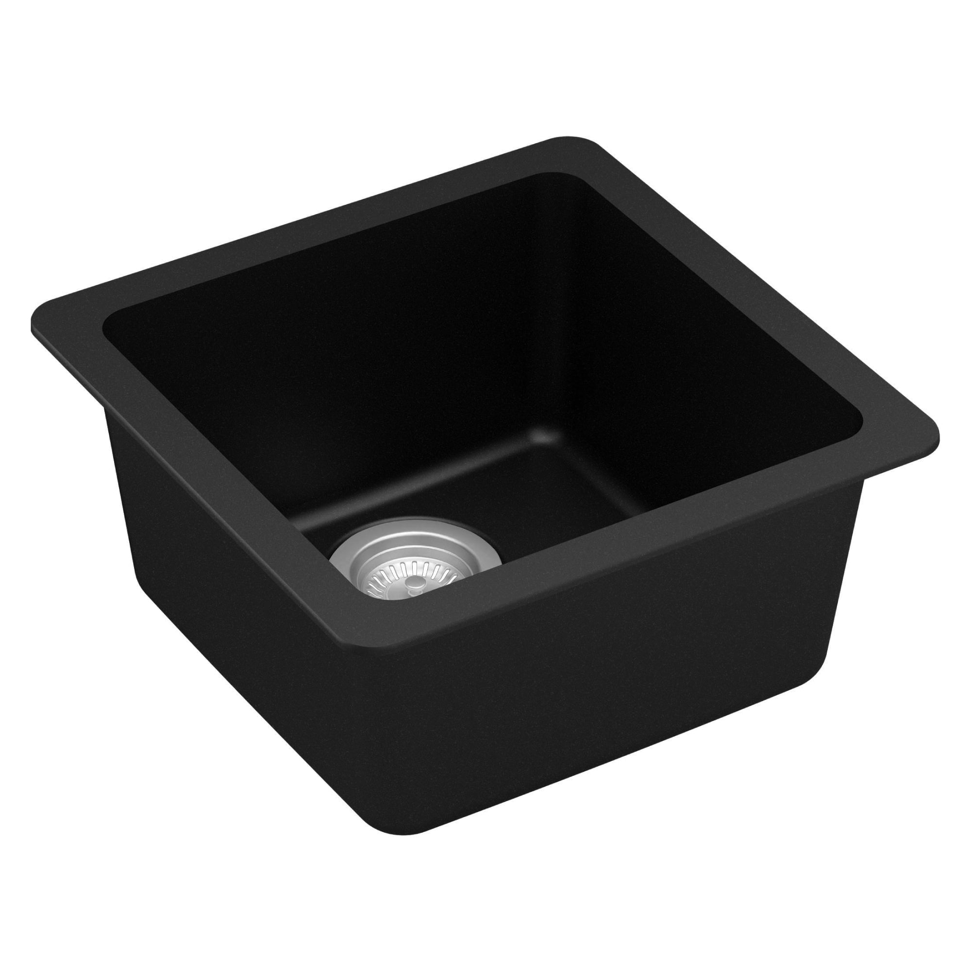 Alternate Image for Karran 17" Undermount Quartz Composite Kitchen Sink, Black, QU-690-BL