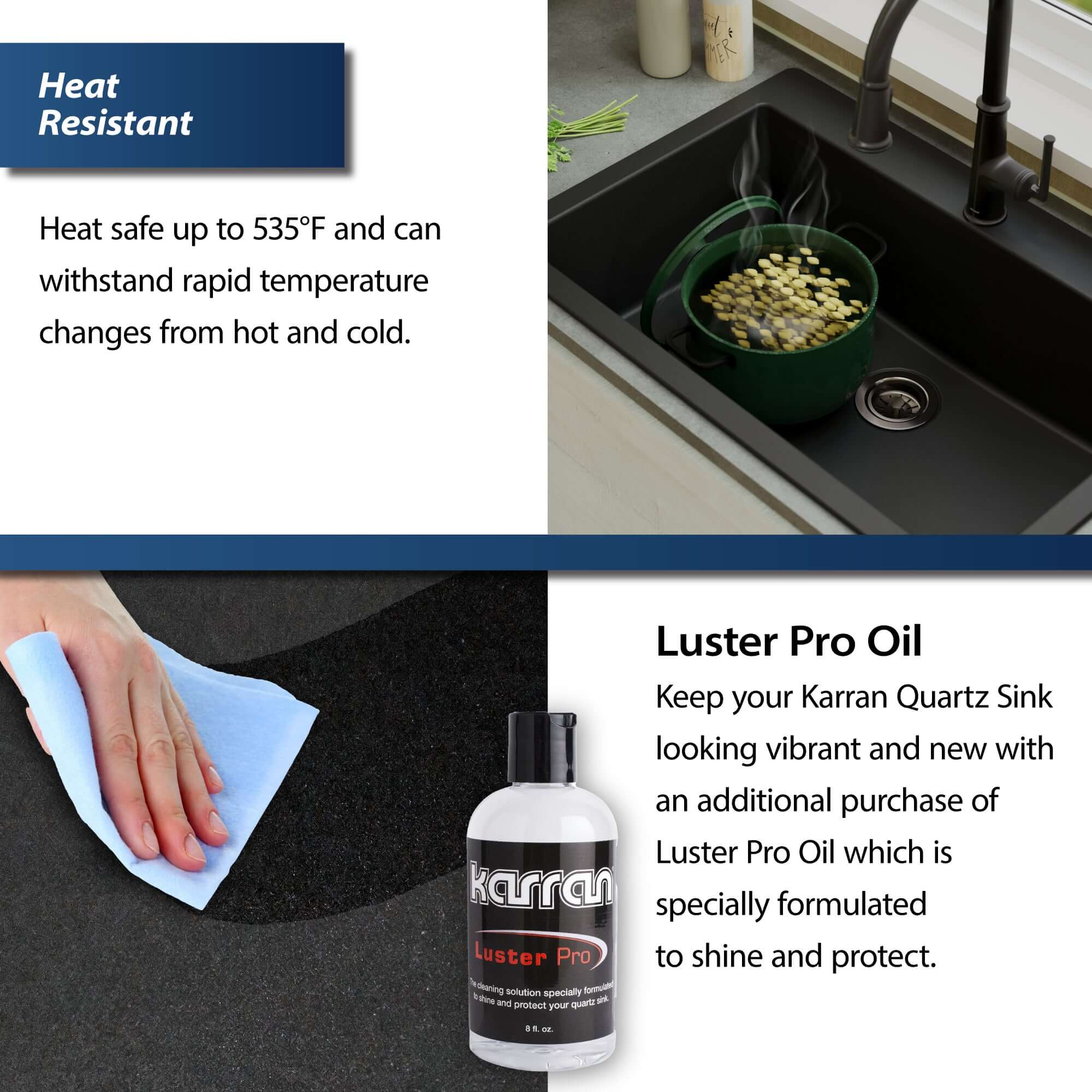 Alternate Image for Karran 17" Undermount Quartz Composite Kitchen Sink, Black, QU-690-BL