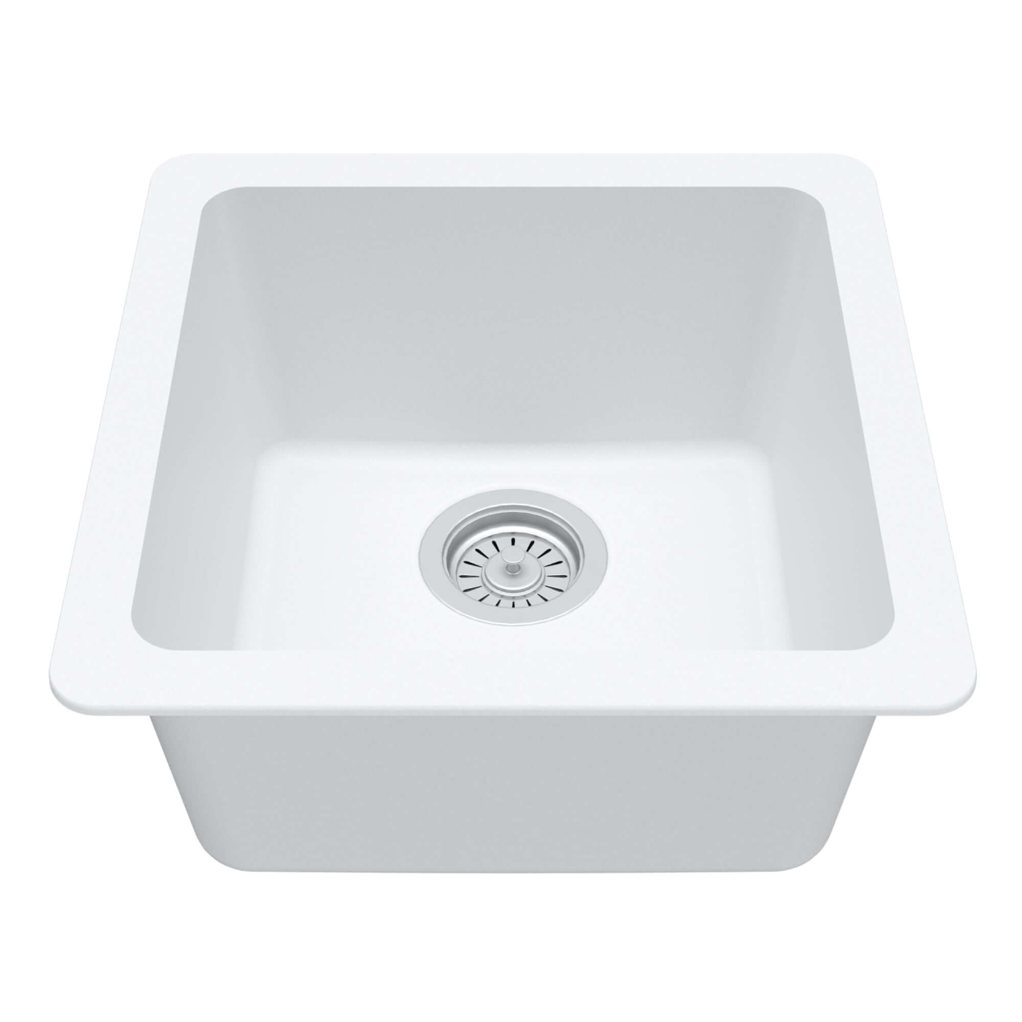 Alternate Image for Karran 17" Undermount Quartz Composite Kitchen Sink, White, QU-690-WH