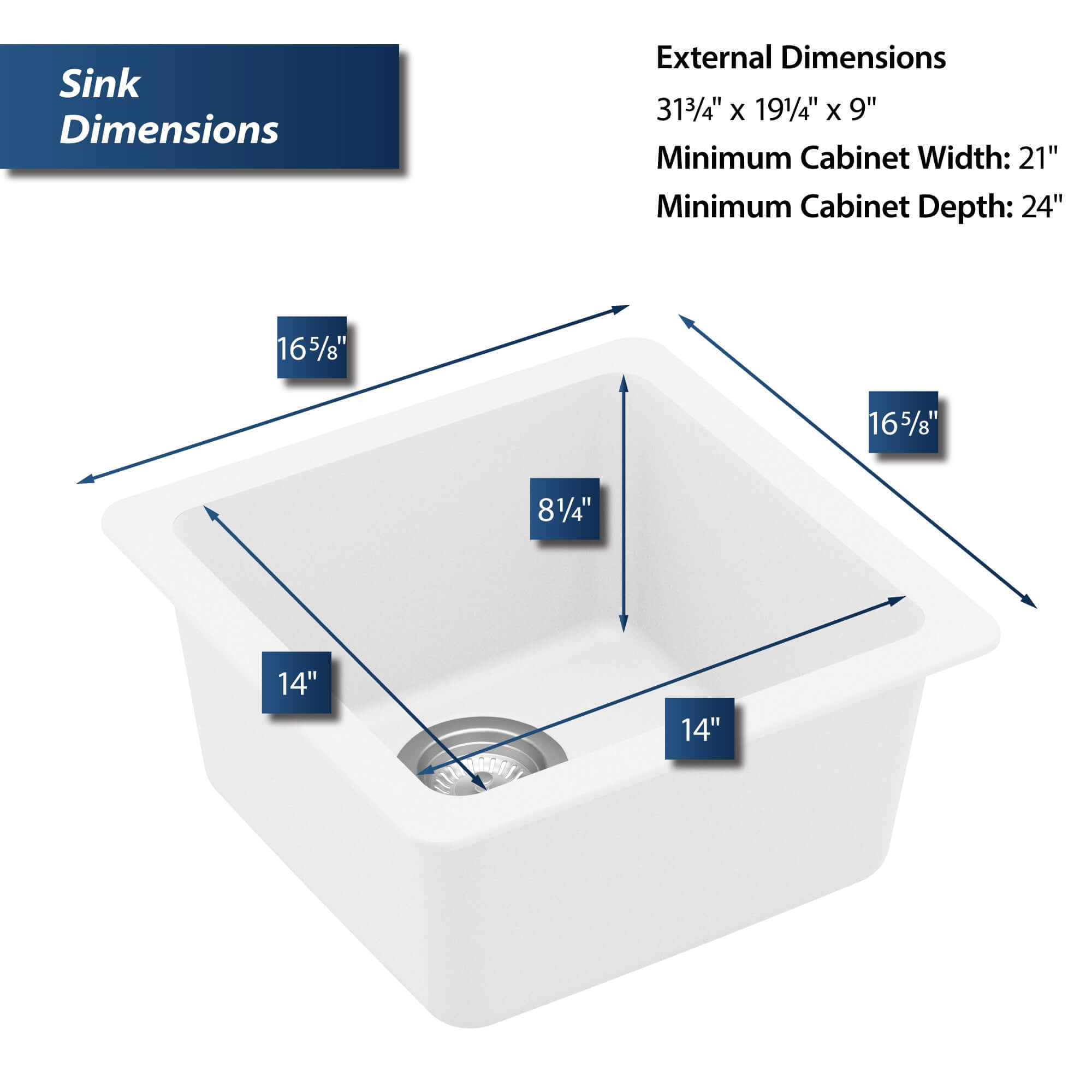Alternate Image for Karran 17" Undermount Quartz Composite Kitchen Sink, White, QU-690-WH