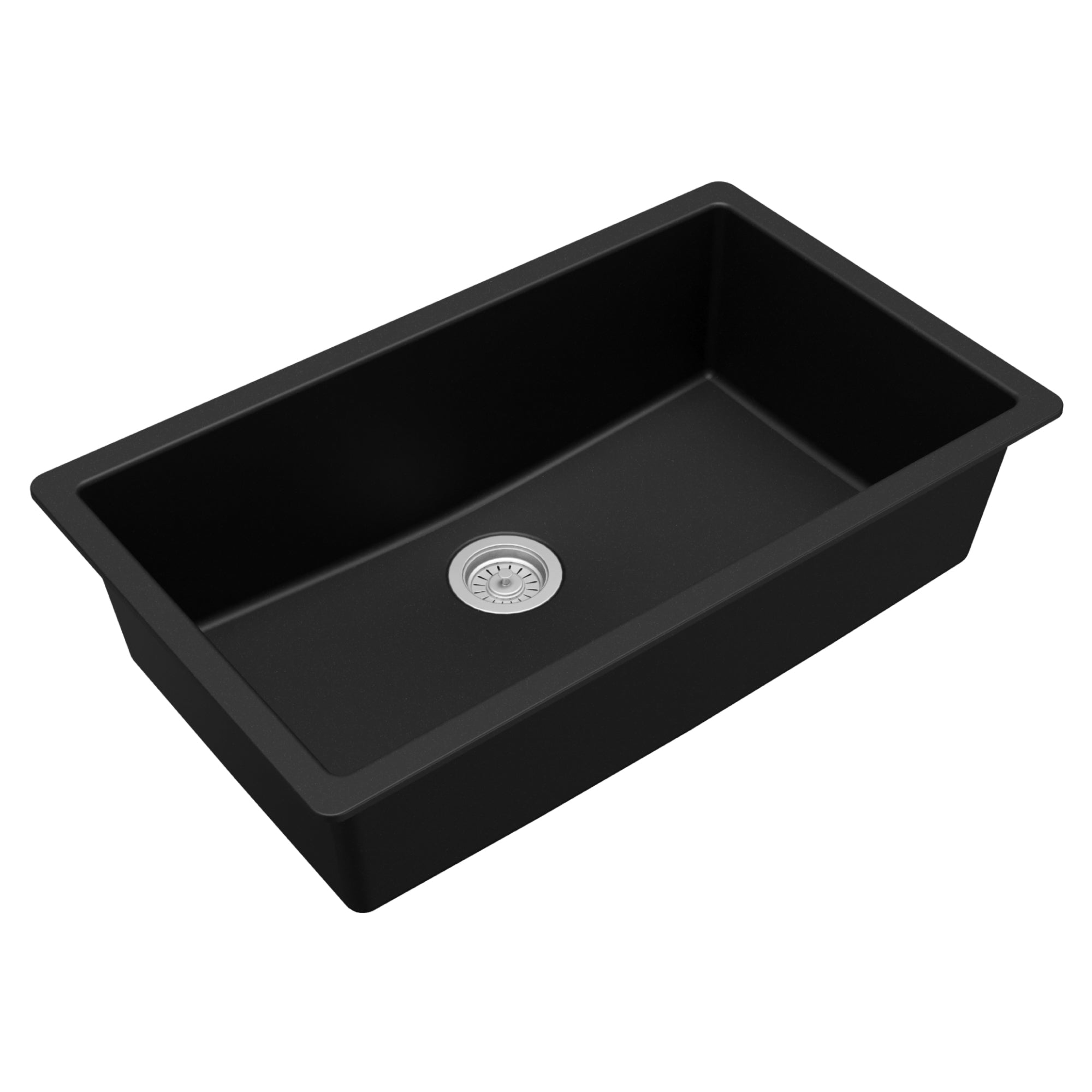 Alternate Image for Karran 32" Undermount Quartz Composite Kitchen Sink, Black, QU-812-BL