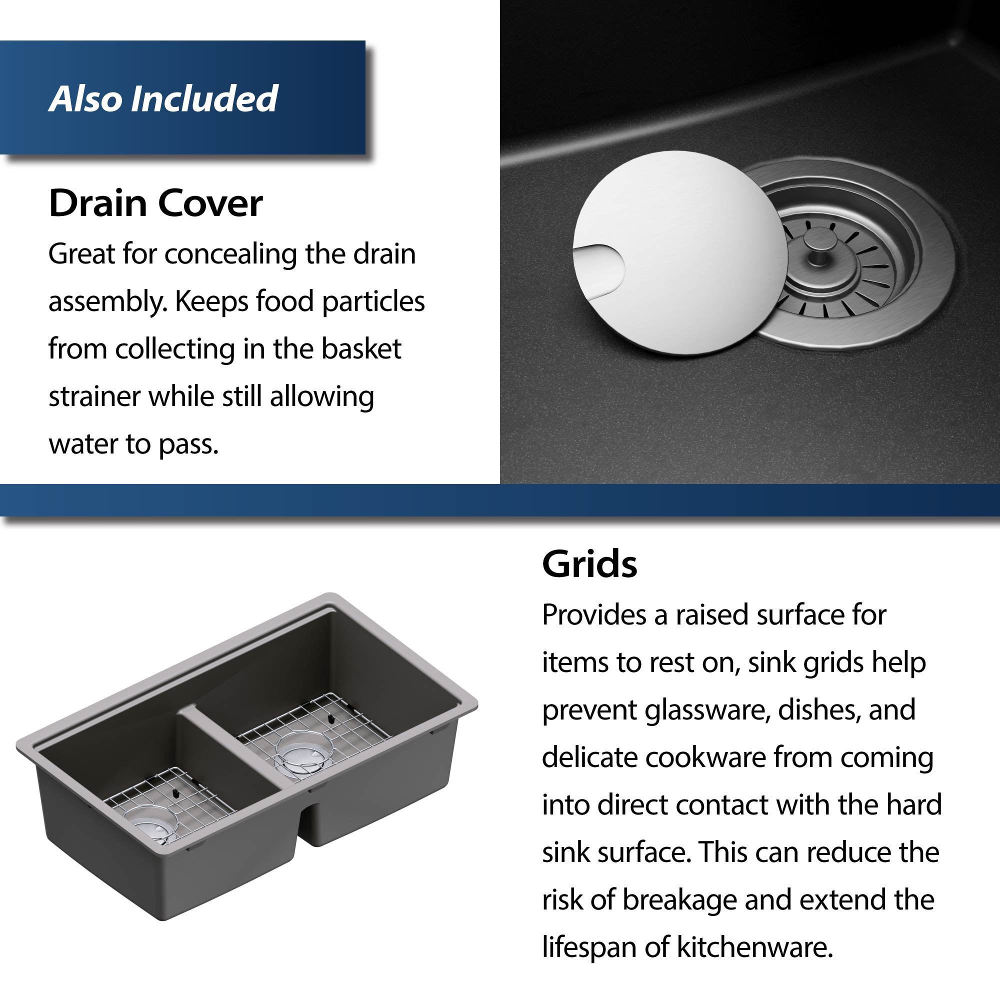 Alternate Image for Karran 33" Undermount Quartz Composite Kitchen Sink, 50/50 Double Bowl, Concrete, QUWS-880-CN