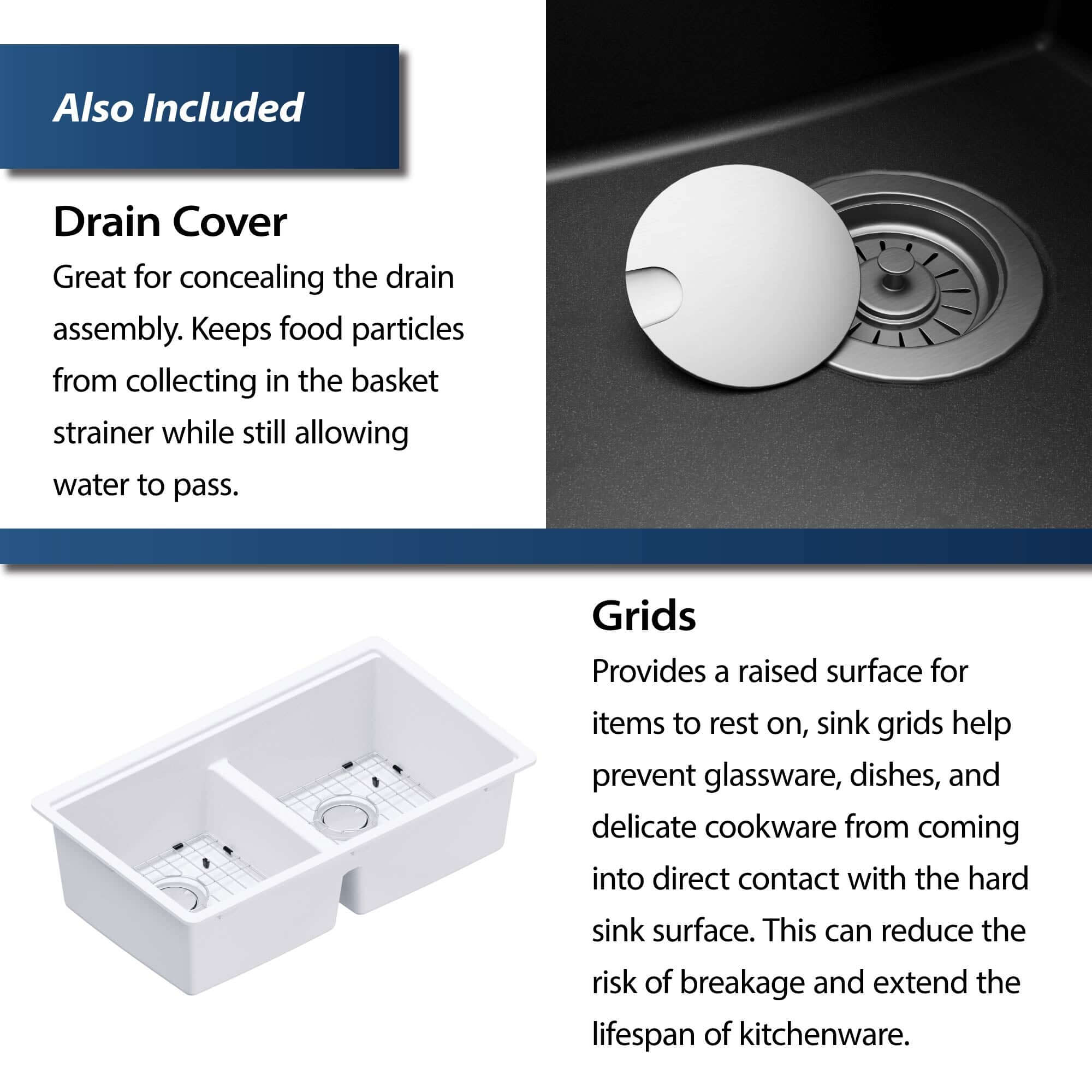 Alternate Image for Karran 33" Undermount Quartz Composite Kitchen Sink, 50/50 Double Bowl, White, QUWS-880-WH