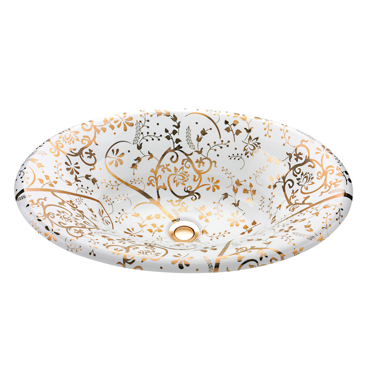 Alternate Image for Nantucket Sinks Regatta 25" Fireclay Bathroom Sink, White/Gold, RC70640GS