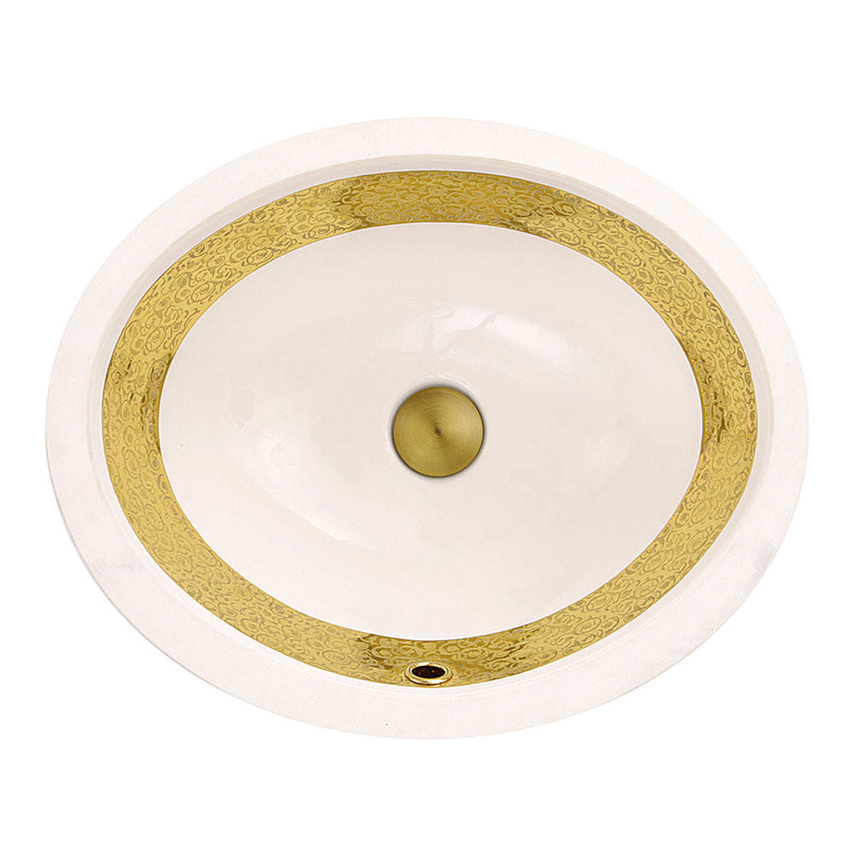 Nantucket Sinks Regatta 19" Fireclay Bathroom Sink, White/Gold, RC78340GRD