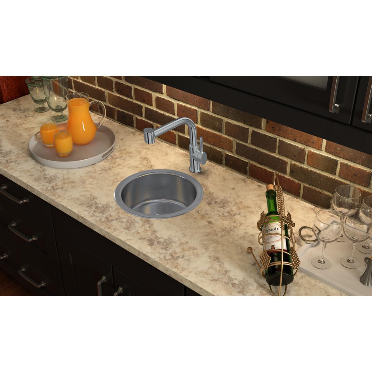 Elkay Asana 14" Round Stainless Steel ADA Bar/Prep Sink, Lustrous Satin, 18 Gauge, RLR12FB
