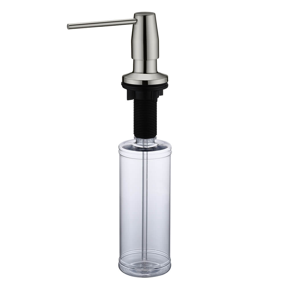 Ruvati Kitchen Faucet Soap dispenser All Metal in Brushed Nickel Countertop Sink Hand Lotion Pump with Refillable Bottle, Brass / Plastic, RVA1018BN