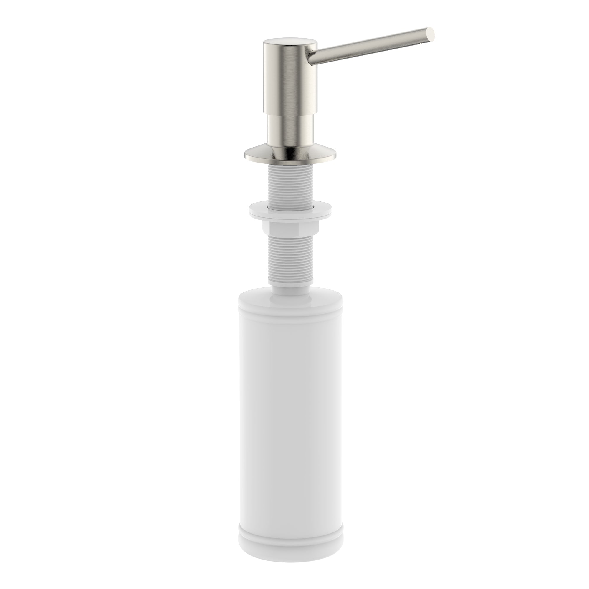 Ruvati Built in All Metal Soap Dispenser for Kitchen Sink with Brushed Nickel Countertop Dish Soap Hand Lotion Pump with Refillable Bottle, Brass / Plastic, RVA1021BN Product Image