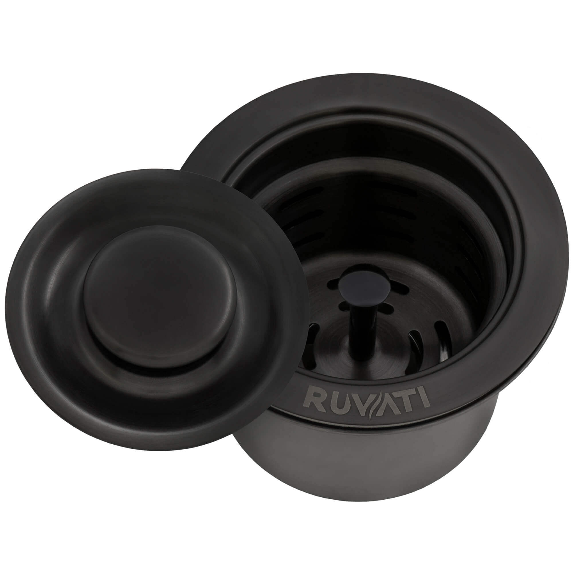 Alternate Image for Ruvati Deep Basket Strainer Drain for Kitchen Sinks all Metal 3-1/2 inch, Gunmetal Black Stainless Steel, RVA1027BL