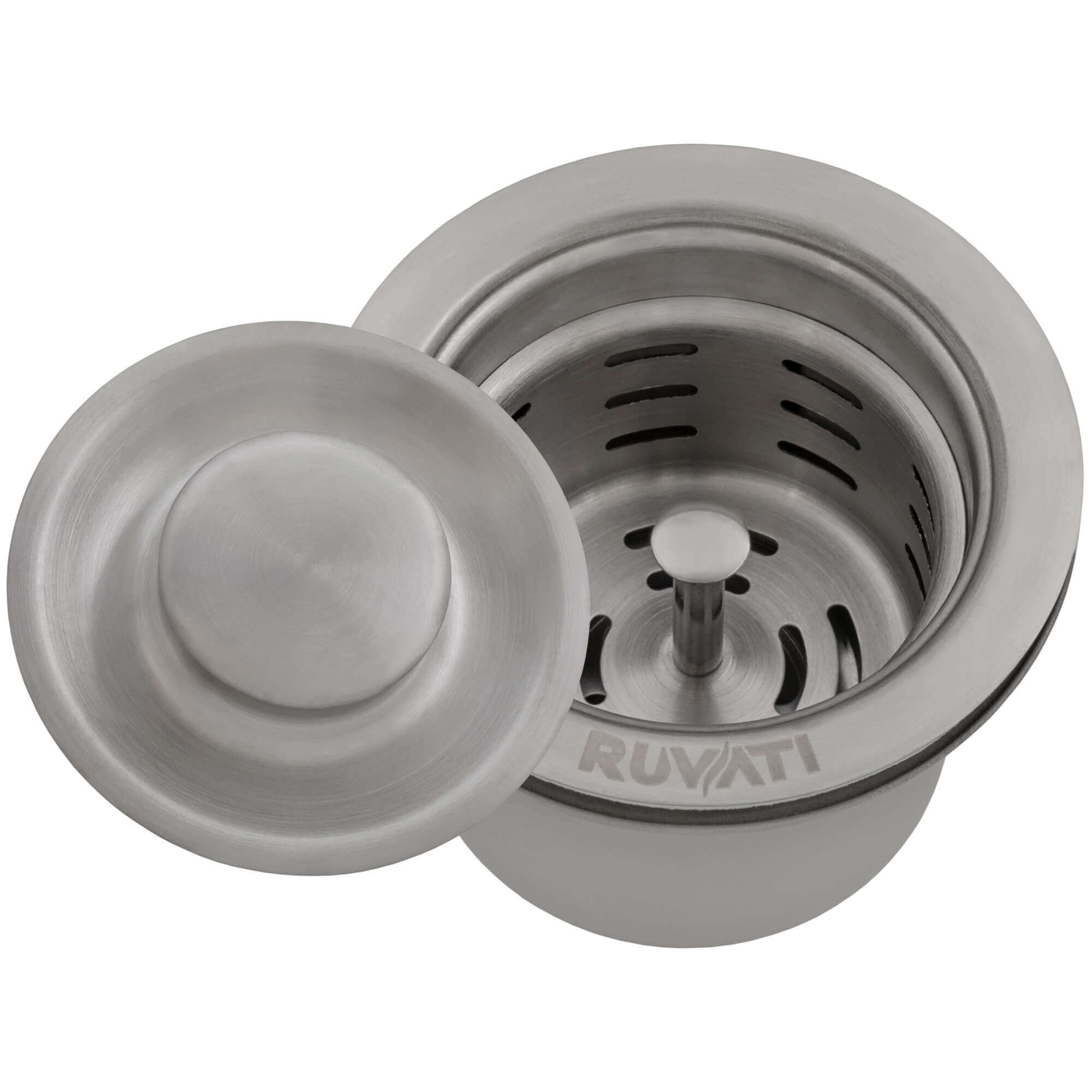 Alternate Image for Ruvati Deep Basket Strainer Drain for Kitchen Sinks all Metal with Stopper 3-1/2 inch, Stainless Steel, RVA1027ST