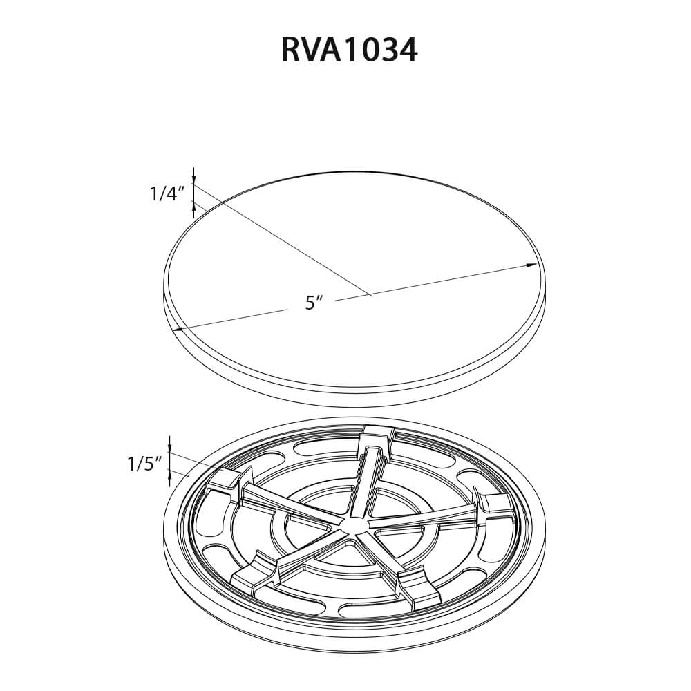 Dimensions Image for Ruvati Drain Cover for Composite Kitchen Sink and Garbage Disposal, Matte White, RVA1034WH