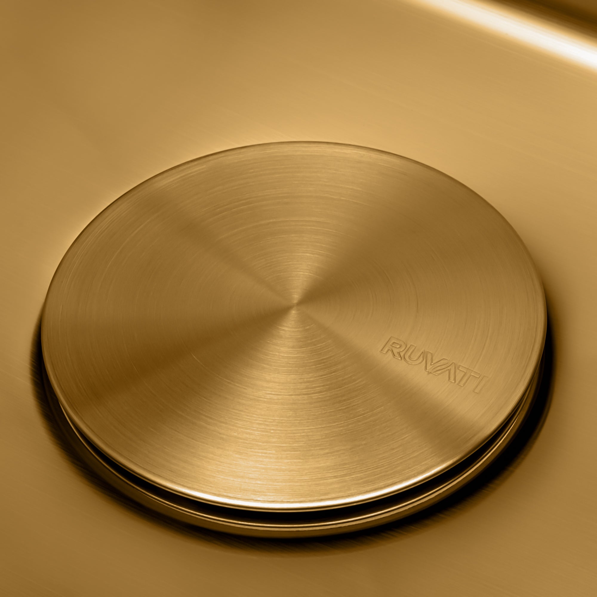 Ruvati Decorative Drain Cover for Kitchen Sink and Garbage Disposal, Brushed Gold Stainless Steel, RVA1035GG Product Image