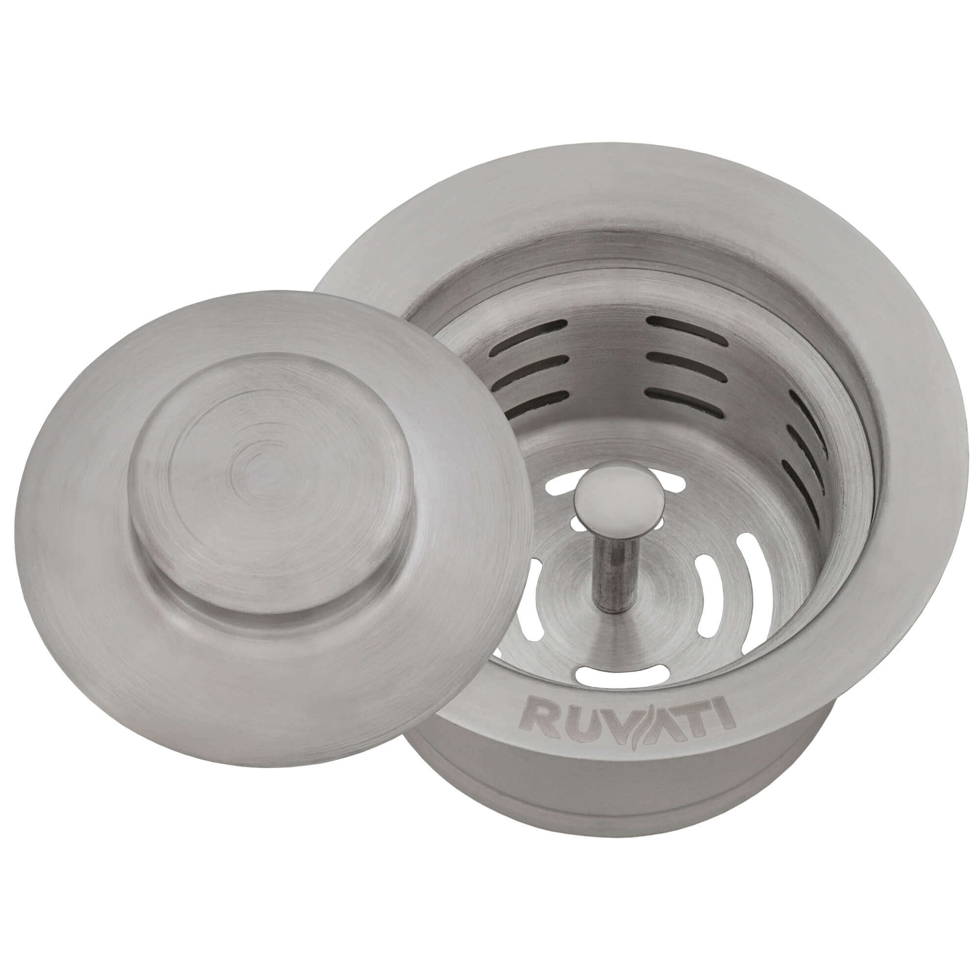 Alternate Image for Ruvati Extended Garbage Disposal Flange Drain with Deep Basket Strainer Drain and Stopper, Stainless Steel, RVA1052ST