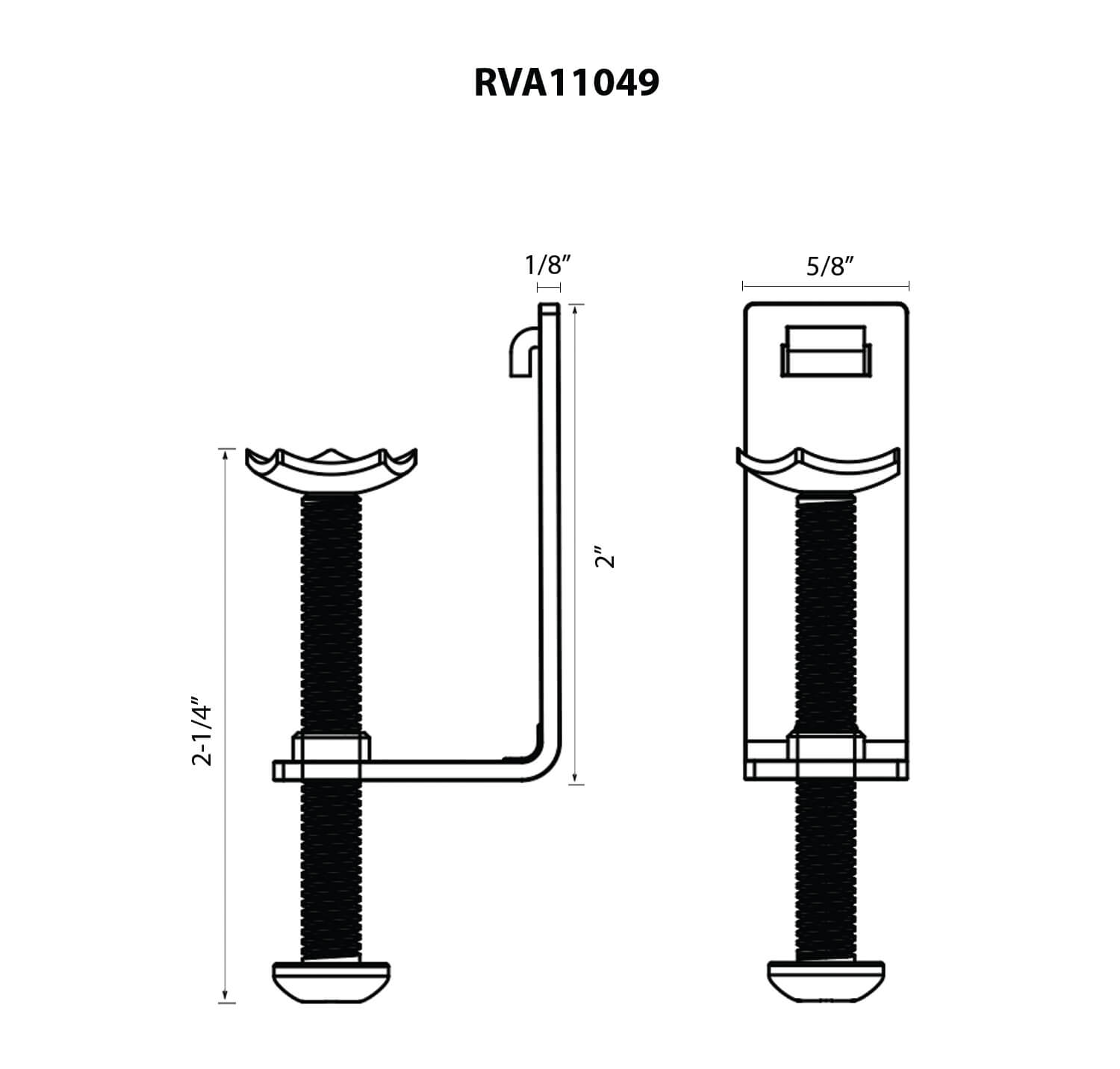 Dimensions Image for Ruvati Extra Long Extended Mounting Clips for Drop-in Topmount Sinks installed in up to 2-inch thick Butcher Block, RVA11049