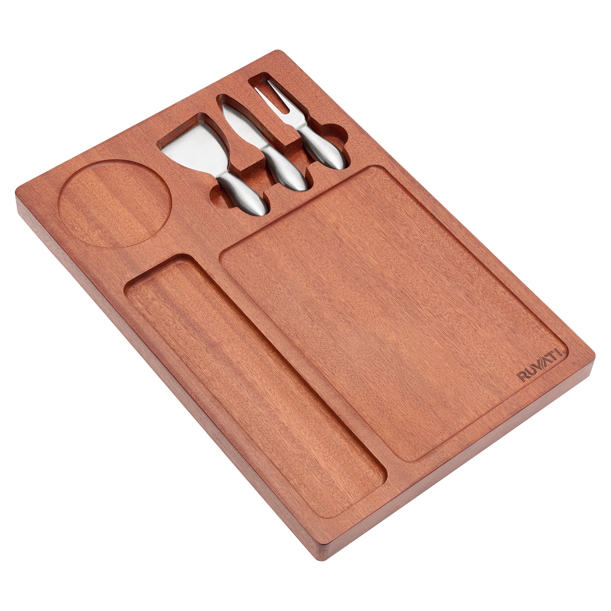 Ruvati LedgeFit Charcuterie Cheese Board Serving Tray Workstation Accessory on Sink Mahogany Wood, Stainless Steel / Wood, RVA1212 Product Image