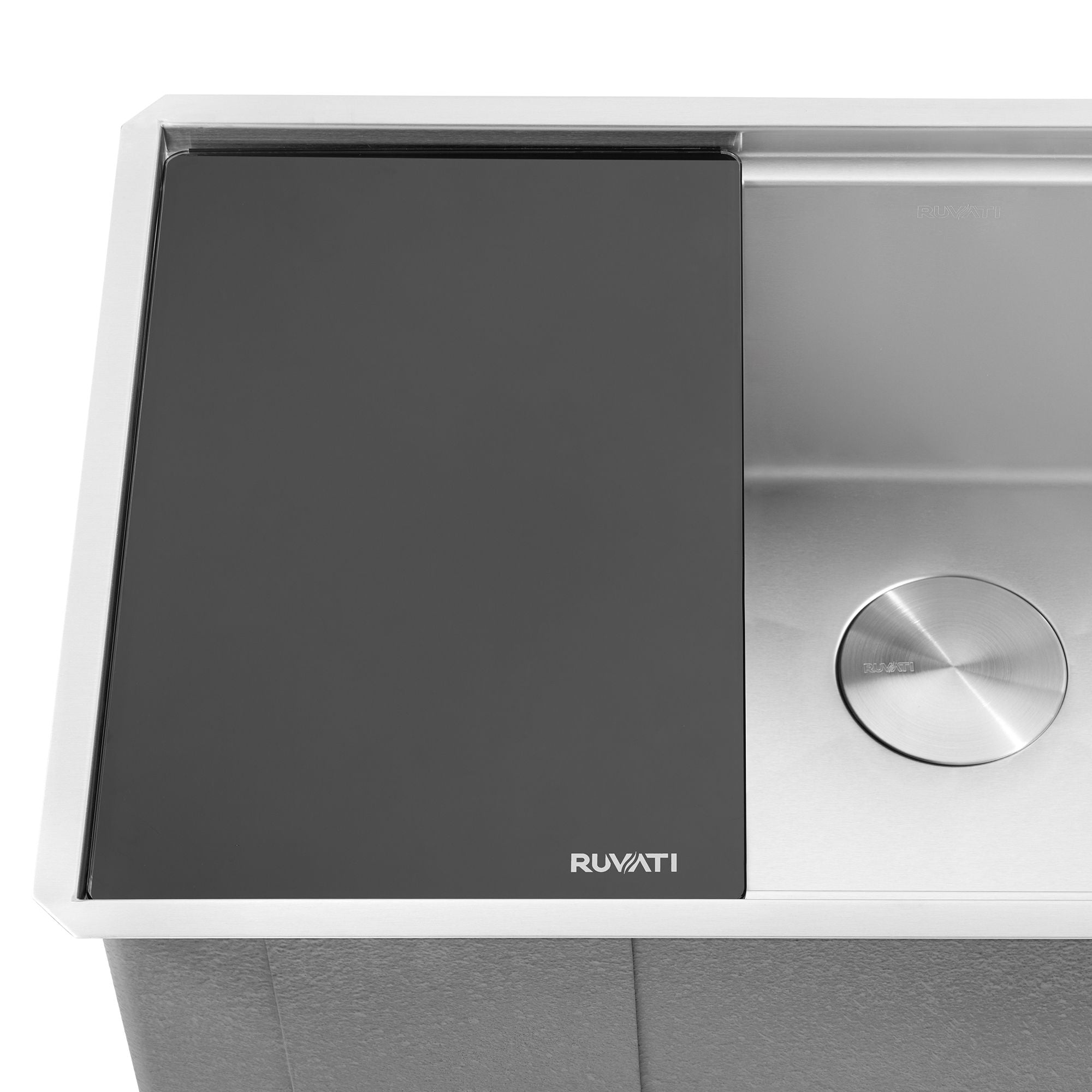 Ruvati LedgeFit Black Glass Cutting Board for Ruvati Workstation Sinks 17 x 11 inch, RVA1217GBB Product Image