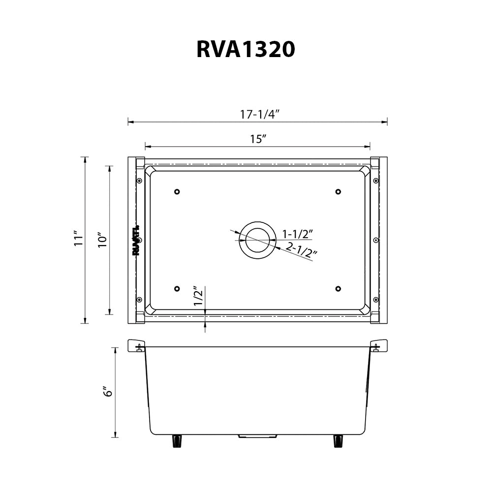 Ruvati LedgeFit Dish Soaking Tub Add-on Bowl Hanging Workstation Sink Accessory, Stainless Steel / Wood, RVA1320 Product Image