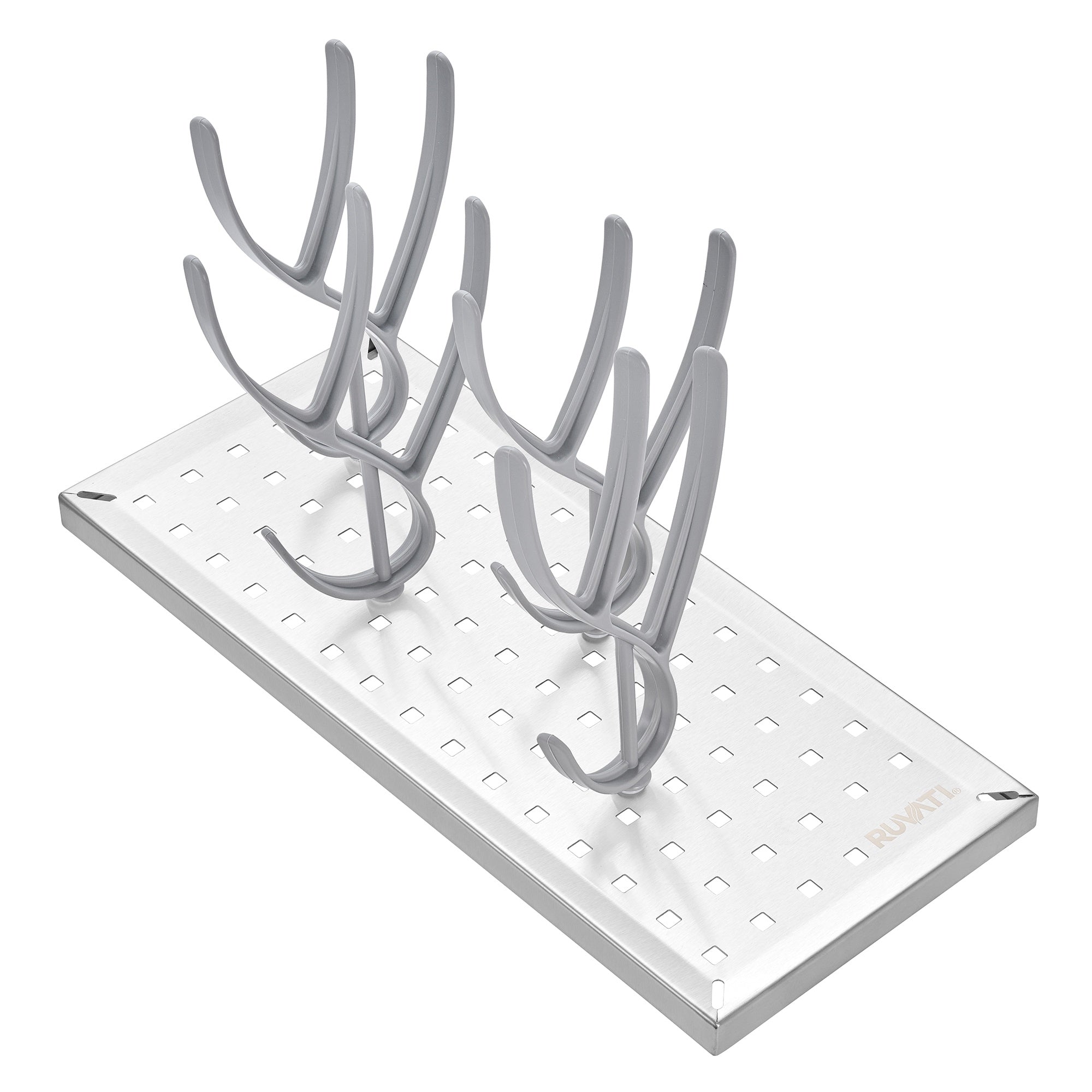 Ruvati LedgeFit Baby Bottle Holder Glass Cup Drying Rack Workstation Sink Sliding Accessory, Stainless Steel, RVA1329