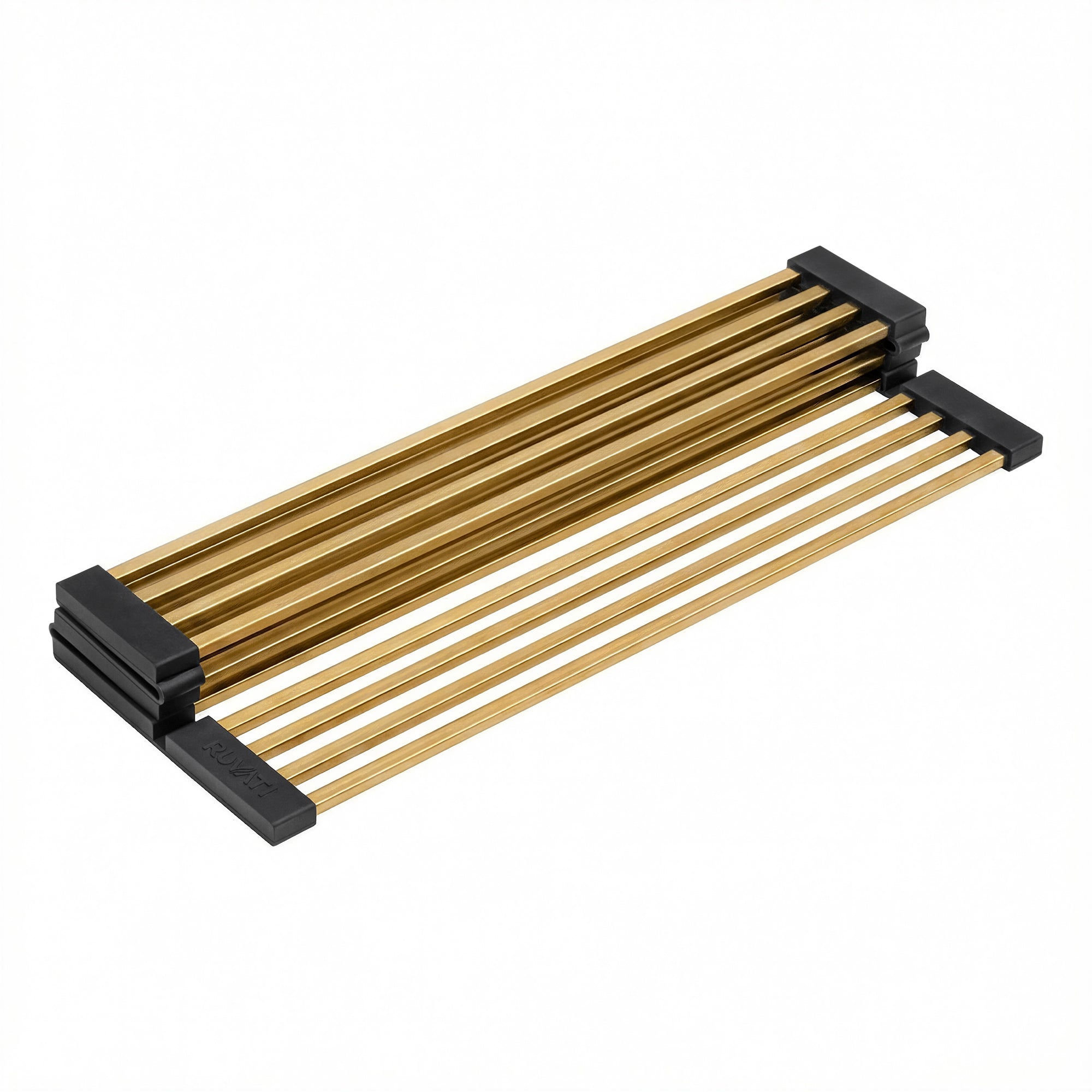 Ruvati LedgeFit Foldable Drying Rack Roll up Workstation Sinks Accessory in Brushed Gold, Stainless Steel / Silicone, RVA1395GG Product Image