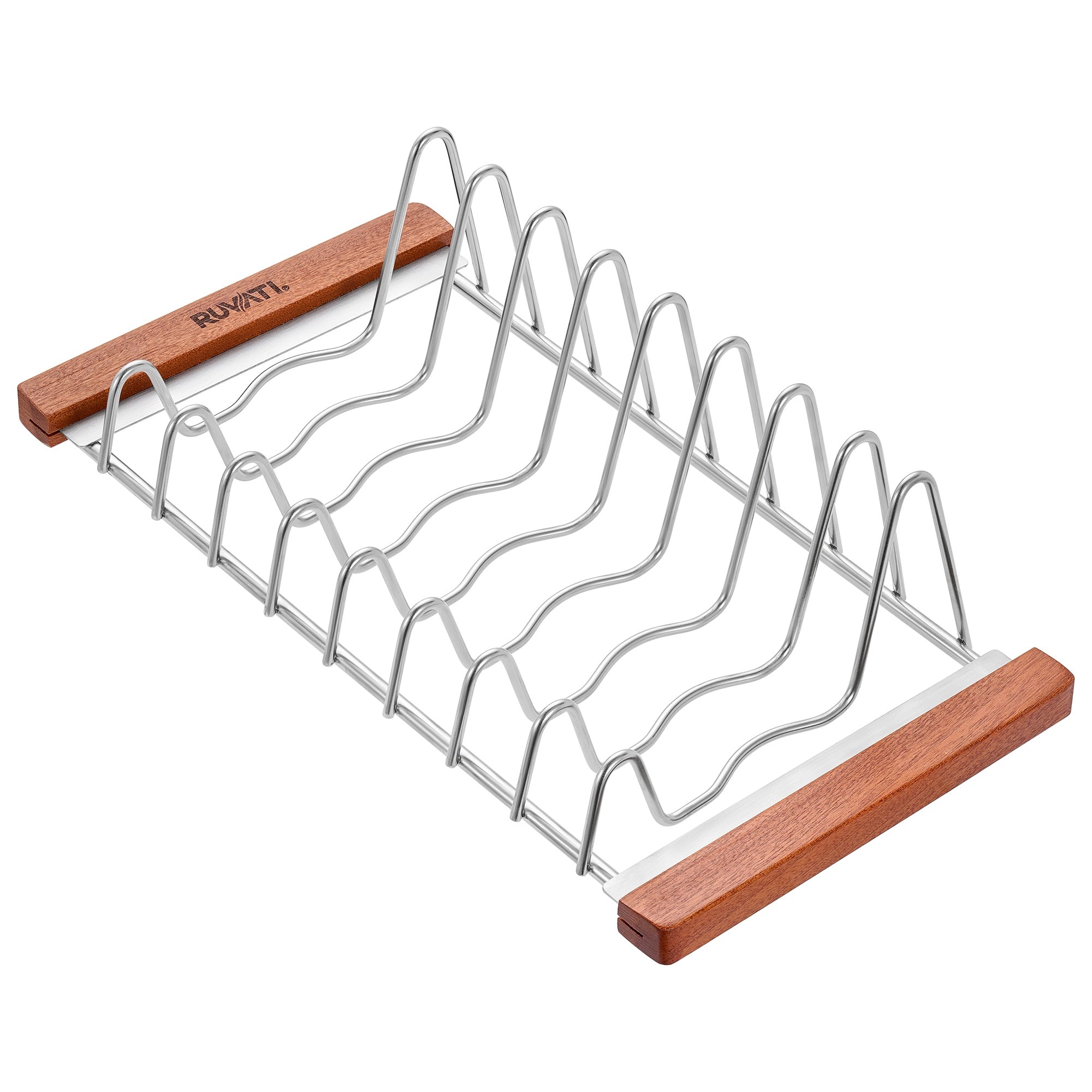 Ruvati LedgeFit Dish Drying Rack Drainer Plate Cup Holder Workstation Sink Top Sliding Accessory Stainless Steel, Stainless Steel / Wood, RVA1545 Product Image