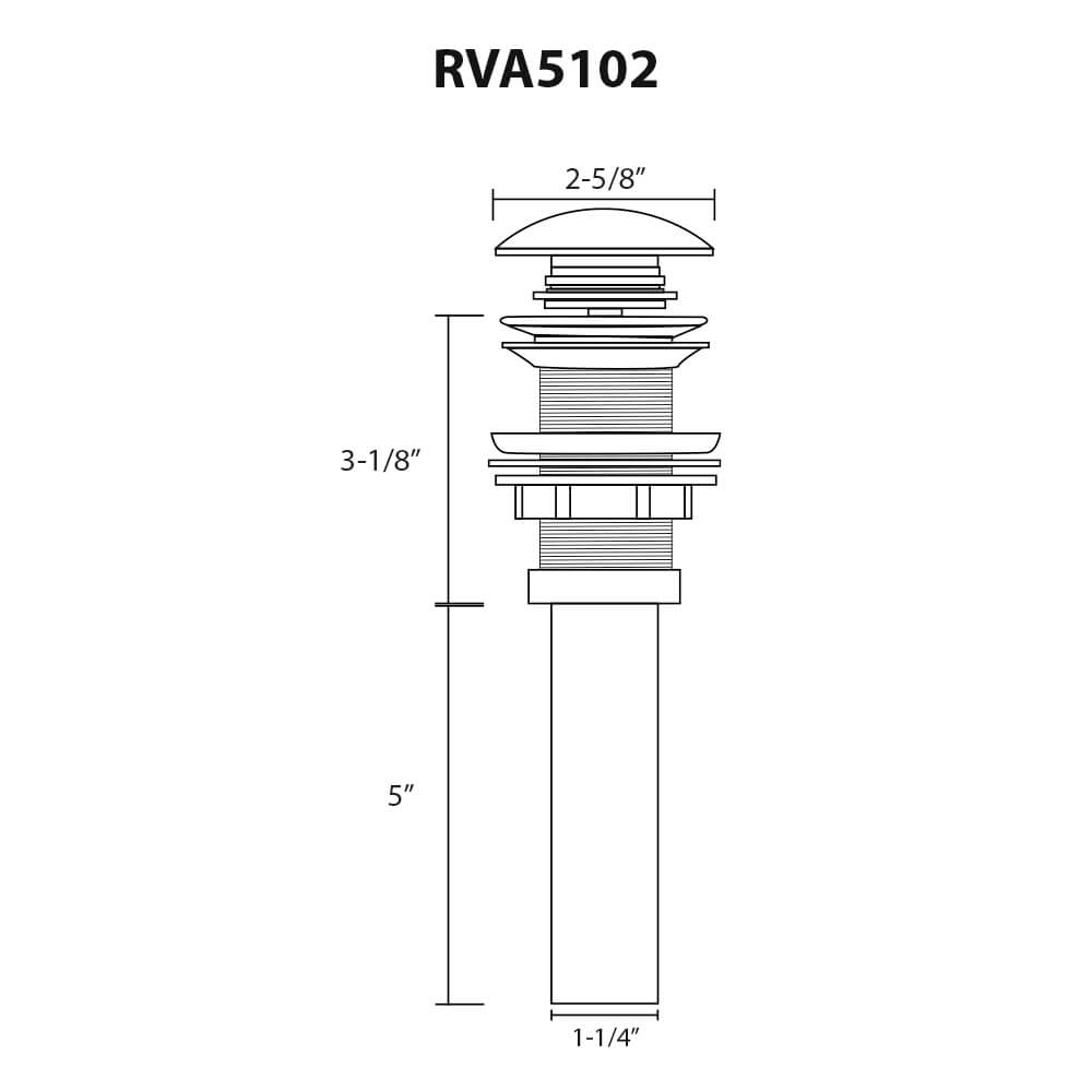 Ruvati Black Ceramic Top Push Pop-up Drain for Bathroom Sinks without Overflow- Brass, Glossy Black, RVA5102BK Product Image