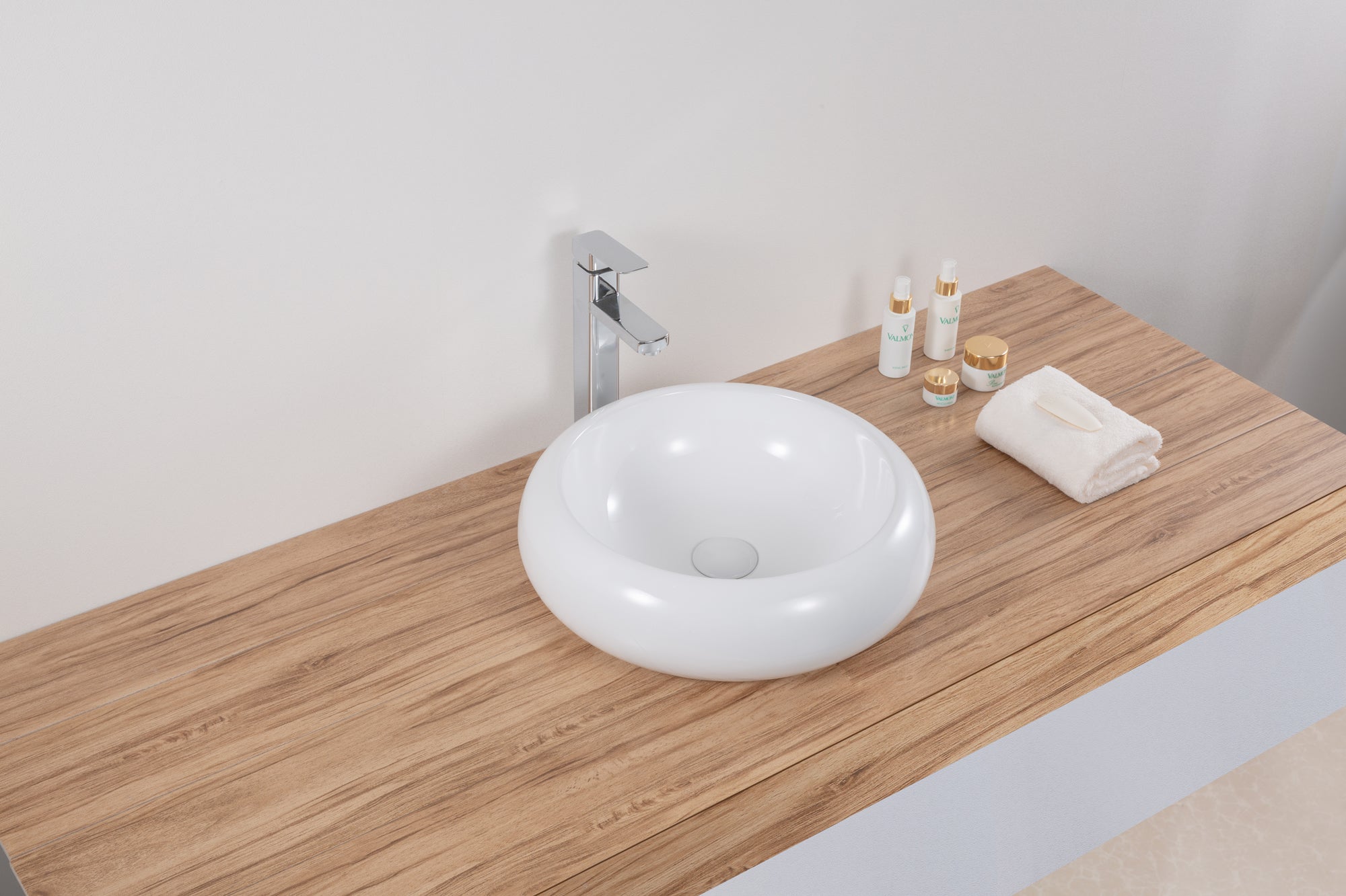 Alternate Image for Ruvati Vista 18" Round Vessel Porcelain Above Vanity Counter Bathroom Sink, White, RVB0318