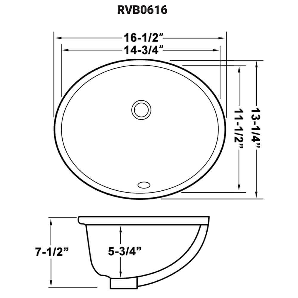 Alternate Image for Ruvati Krona 17" Oval Undermount Porcelain Bathroom Vanity Sink with Overflow, White, RVB0616